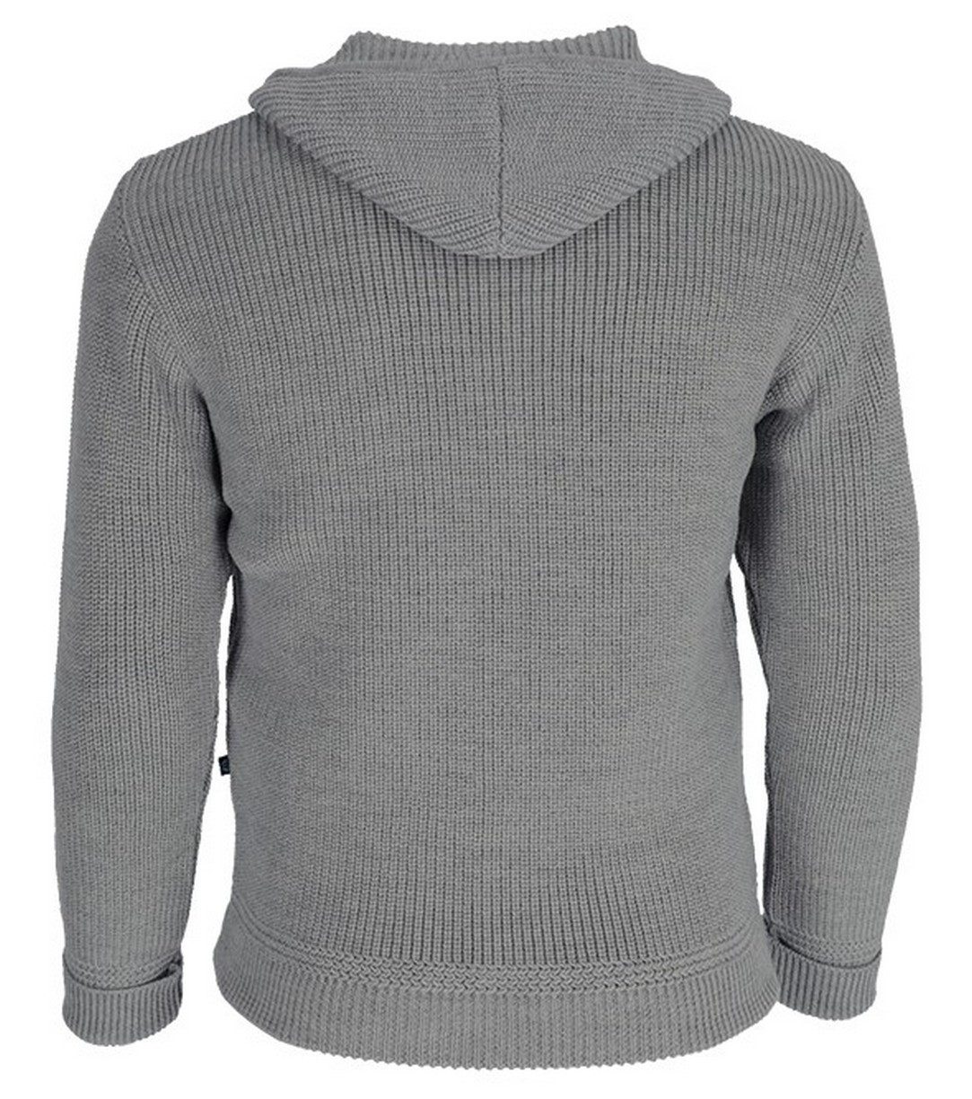 Blauer Peter Strickjacke aus Schurwolle mit Kapuze und Taschen