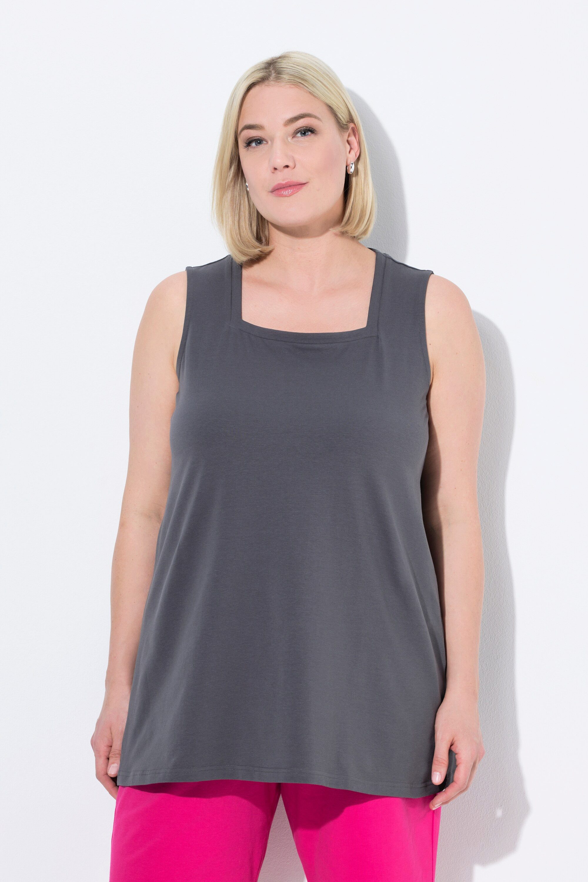 Ulla Popken Longshirt Longtop Classic Fit Carré-Ausschnitt ärmellos günstig online kaufen