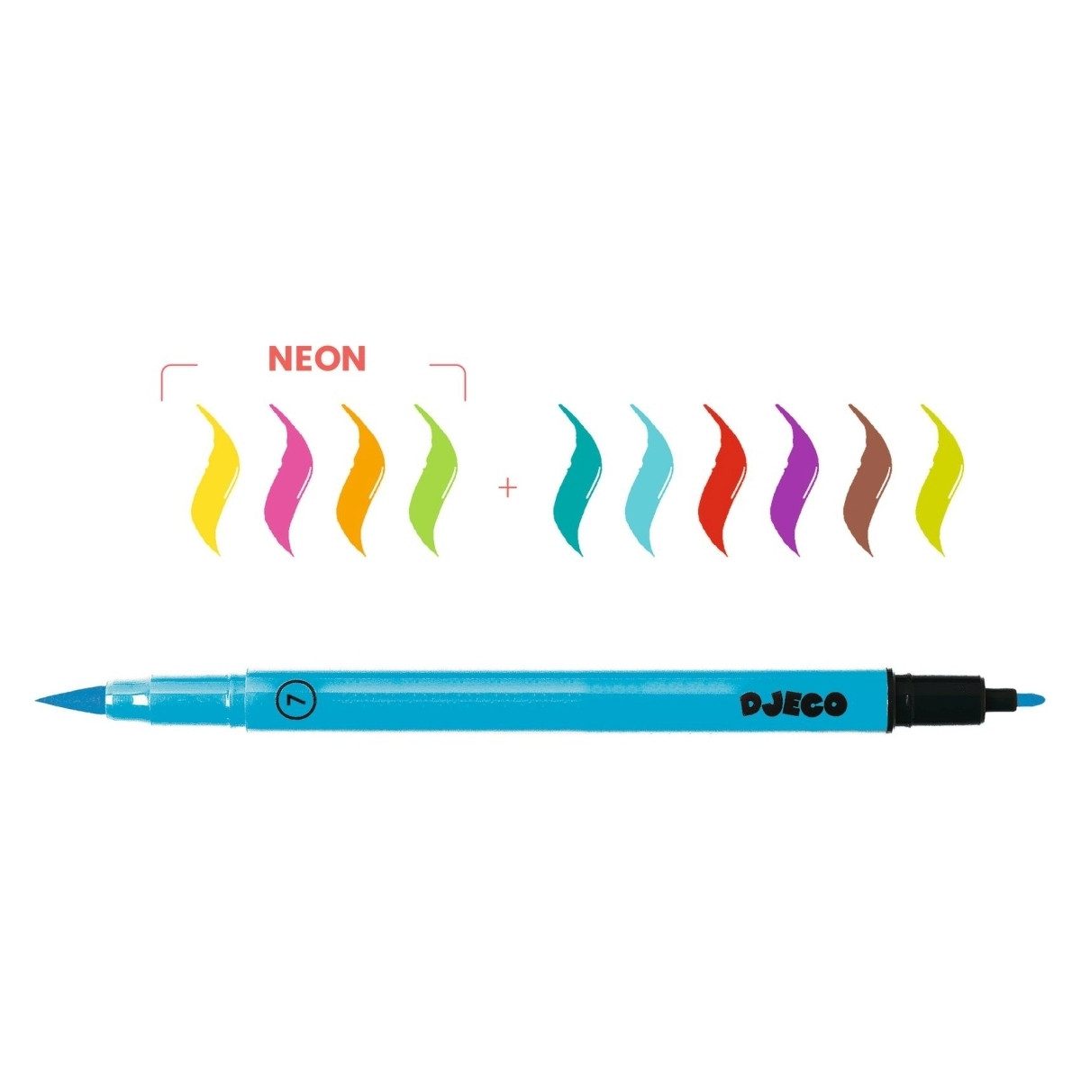DJECO Kreativset Farben: 10 Filzstifte - Pop colours Malset für Kinder