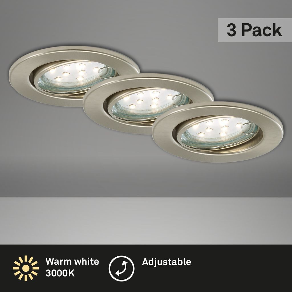 Briloner Leuchten LED Einbaustrahler 7225-032, LED wechselbar, 2700K - Extra-Warmweiß, matt-nickel, GU10, Einbaustrahler, Einbauspot