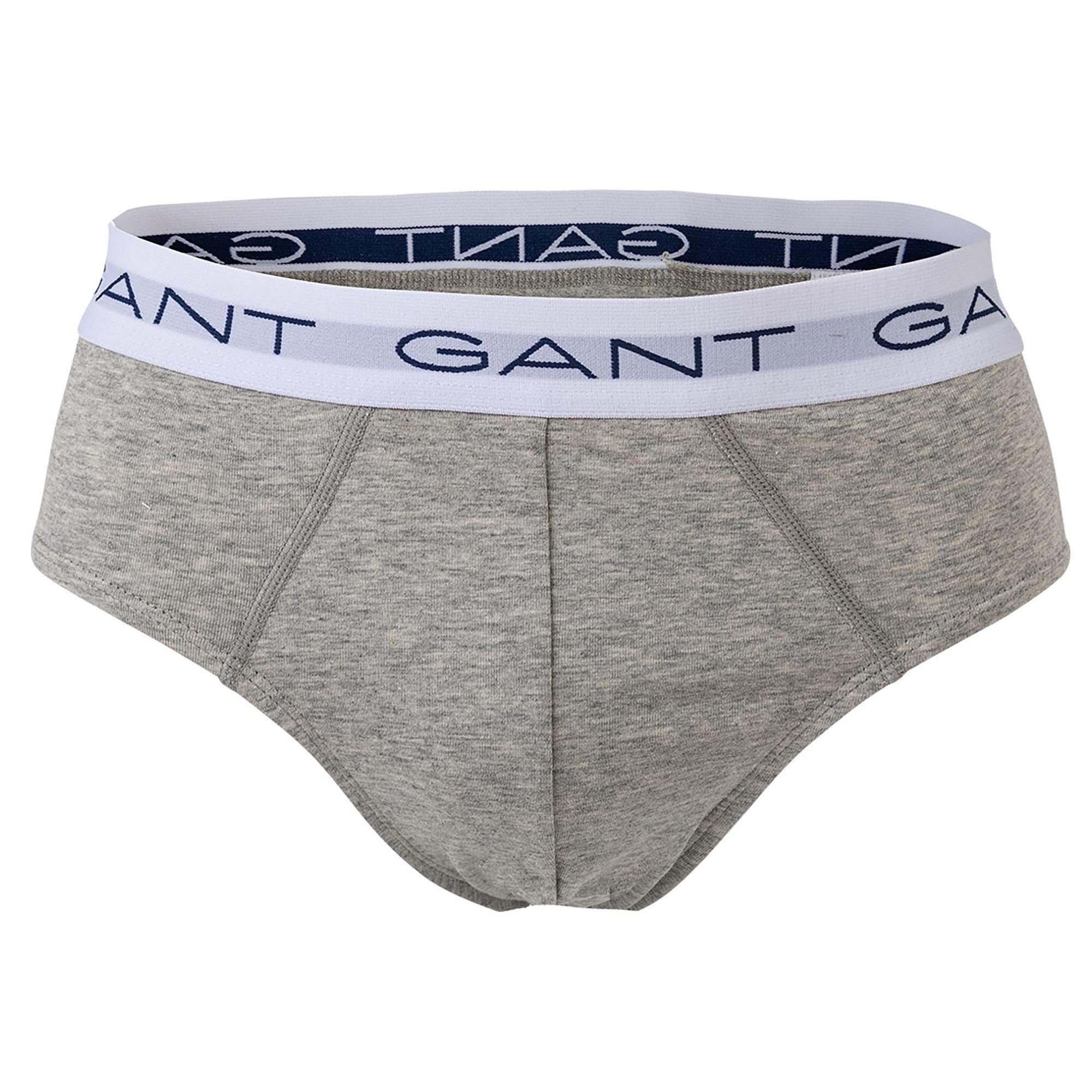 - Grau Cotton Herren Briefs, Logo-Bund, Gant Slips, Pack 3er Slip