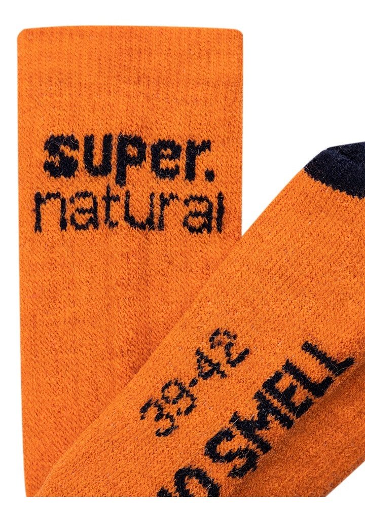 SUPER.NATURAL Socken Tagessocke Crew Cosy - Alpakawoll-Mix - orange/ozeanblau - 2 Paar