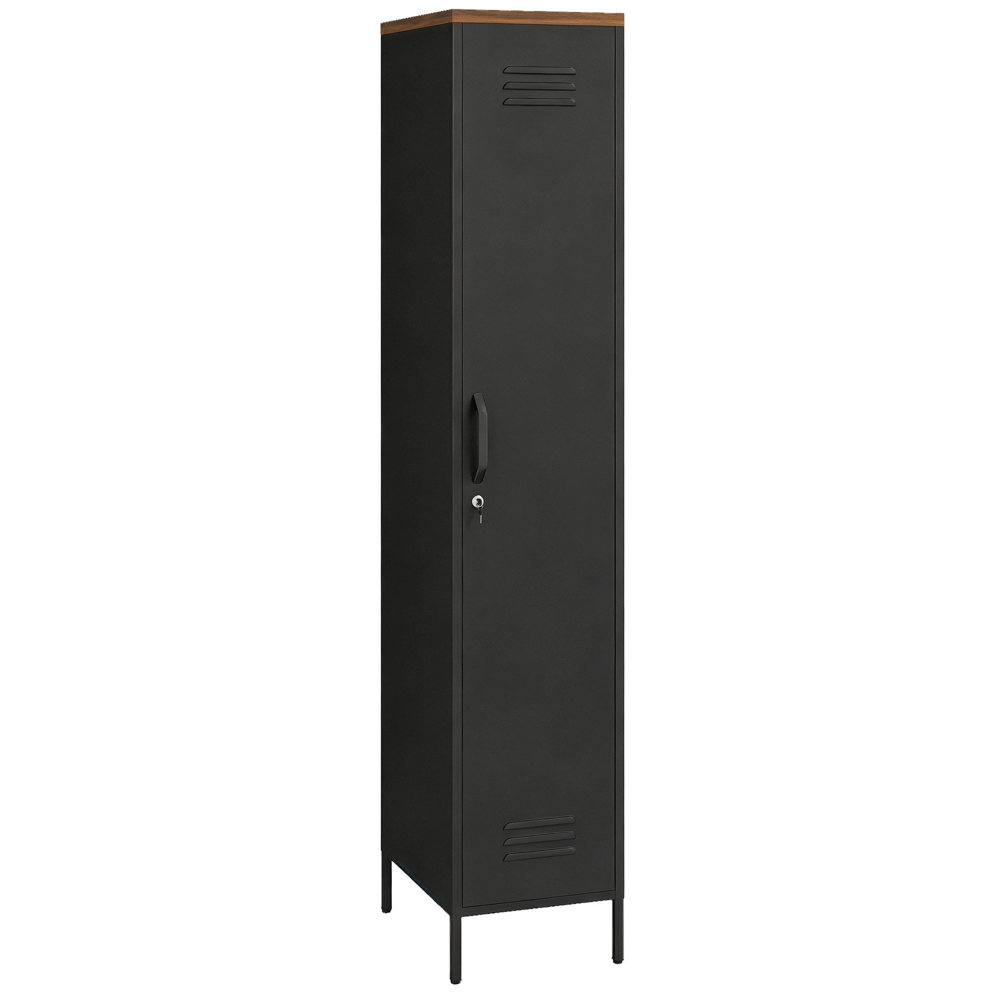 HOMCOM Kleiderschrank Metallschrank Spind mit Verstellbaren Einlegeböden (Set, 1-St., 1er Set) Schlank, Metall, 4 verstellbare Böden