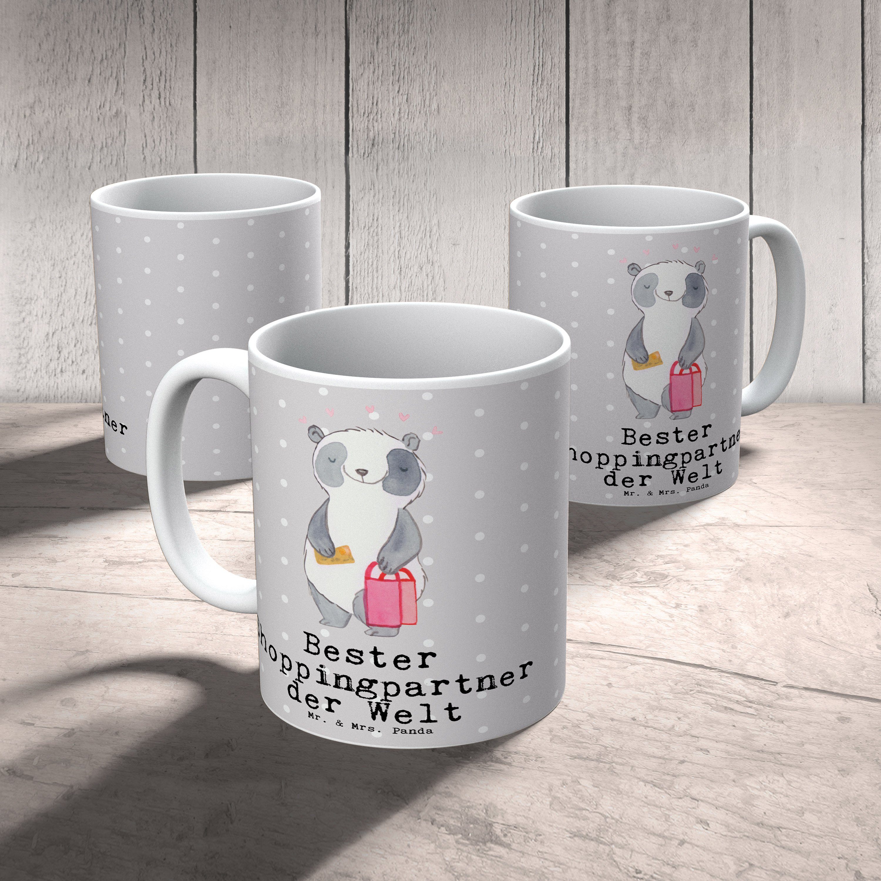 Tasse Pastell Panda - Mitb, - Mr. Welt Bester Grau Geschenk, & der Keramik Panda Shoppingpartner Mrs.
