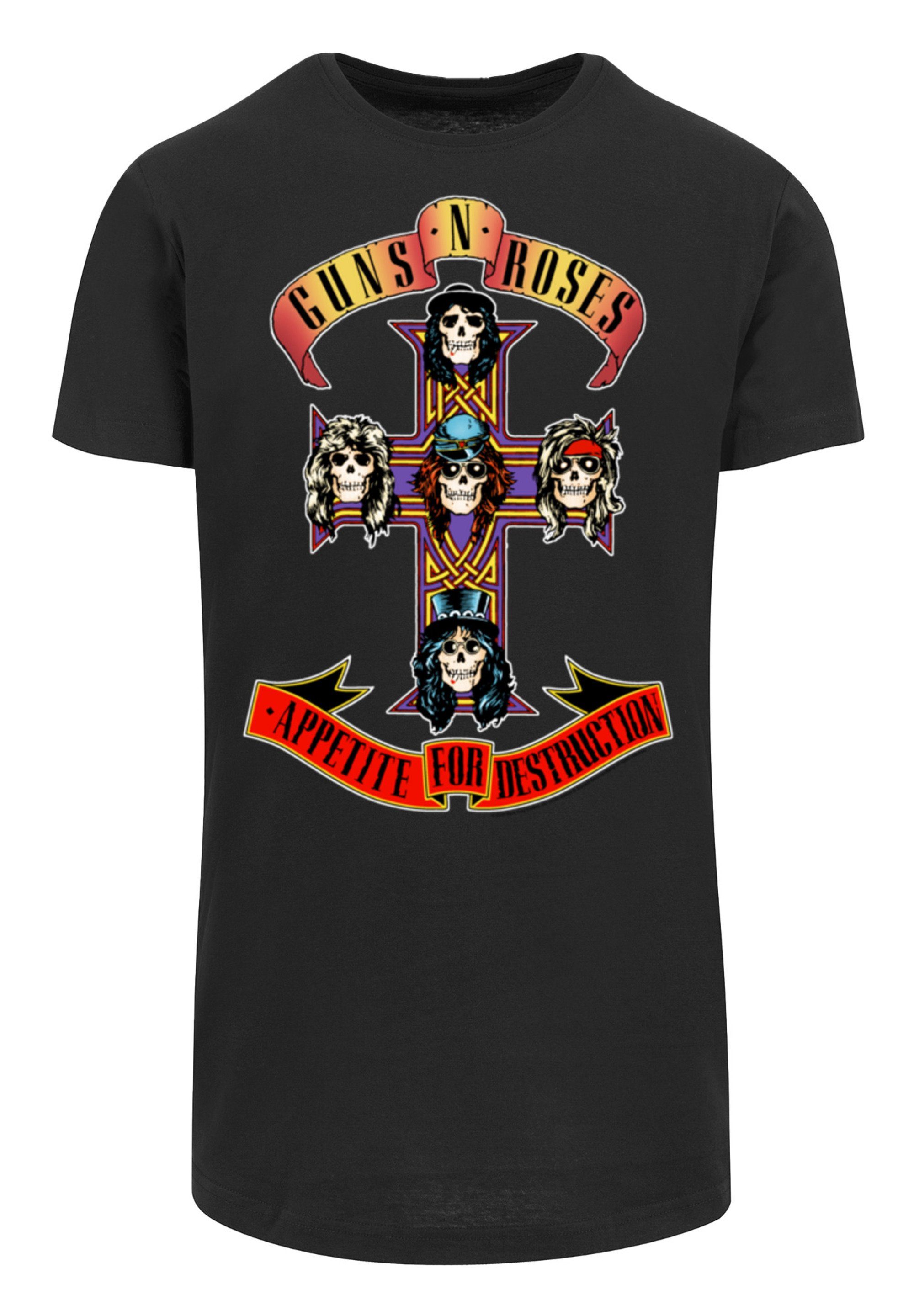 Guns For Destruction schwarz Band T-Shirt Print F4NT4STIC 'n' Appetite Roses