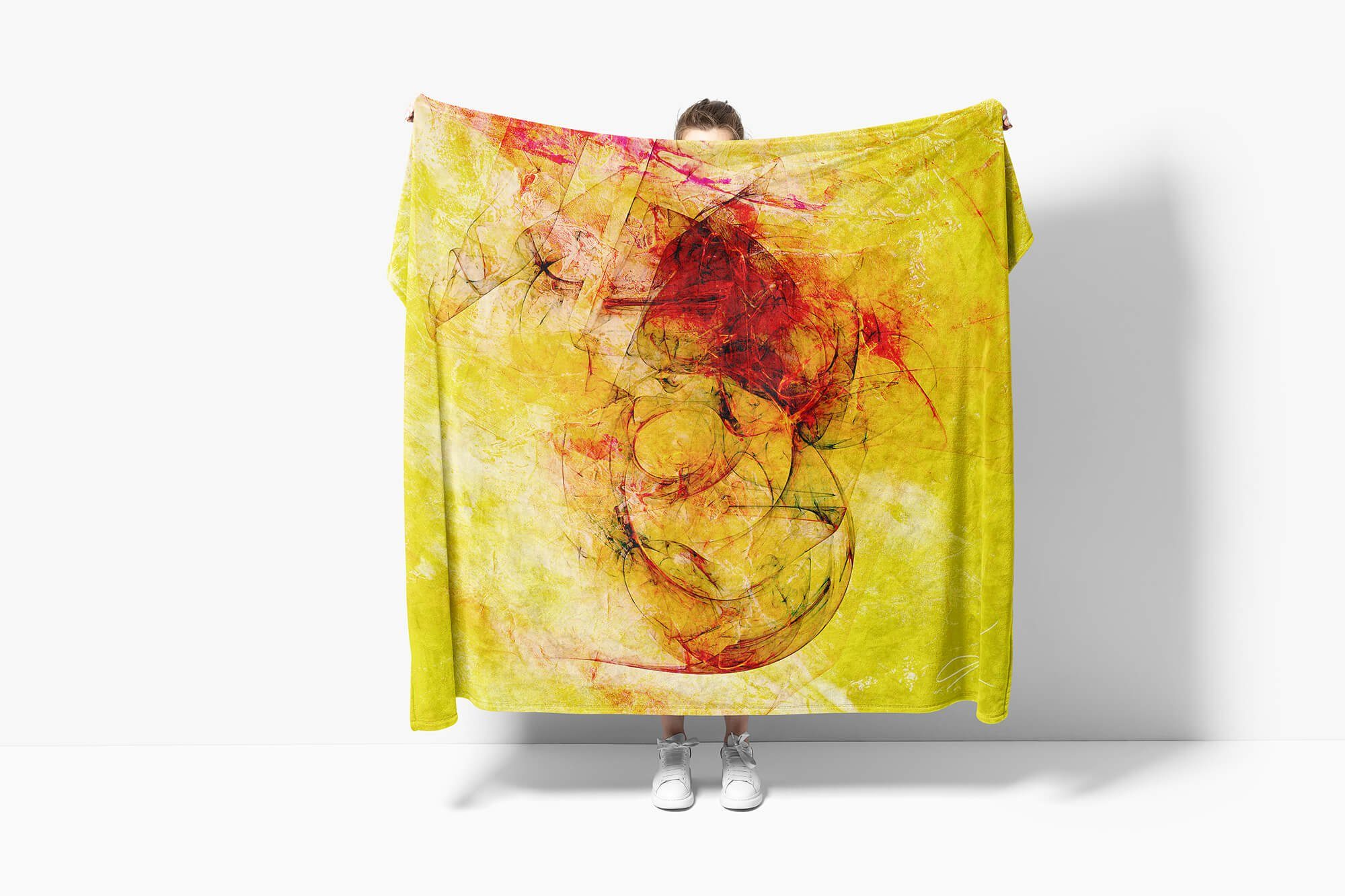 Handtücher mit Strandhandtuch Baumwolle-Polyester-Mix Handtuch Motiv, abstrakten Art Handtuch Enigma Sinus (1-St), Saunatuch Kuscheldecke