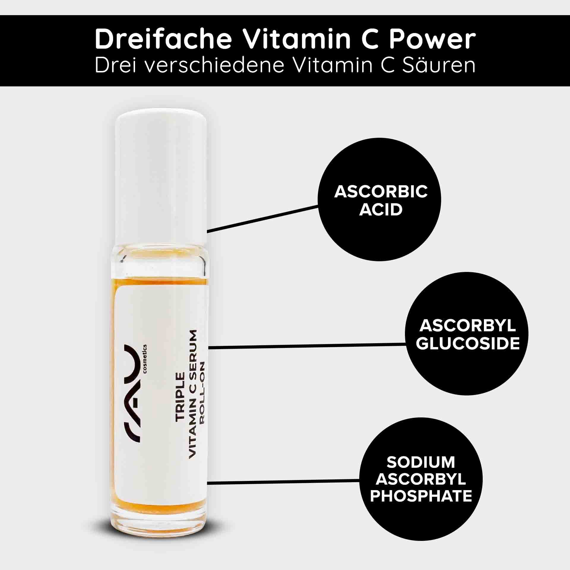 RAU Cosmetics Gesichtsserum RAU Cosmetics Triple Vitamin C Serum Roll-On - Glow & schöner Teint