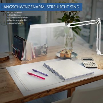 Avisto LED Schreibtischlampe Schreibtischlampe LED Dimmbar Augenschutz Schreibtischlampe, Tischlampe mit 3 Farb Helligkeitsstufen, Schwenkarm Architektenlampe, Büro