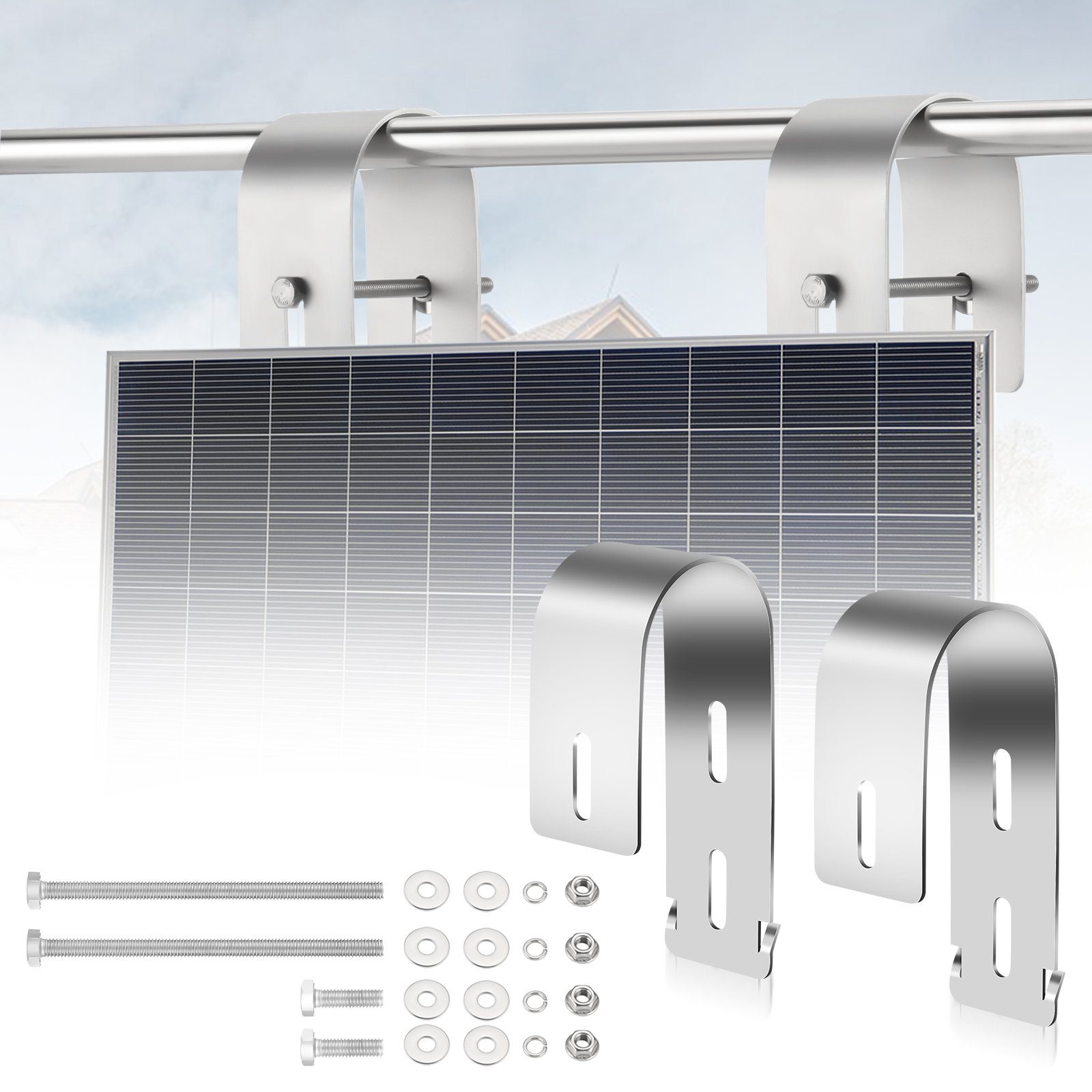 iscooter 2x Solarpanel Halterung Haken Balkon, Balkonkraftwerk Halterung  Solarmodul-Halterung, (Balkon Passend Solarmodul Halterung, Edelstahl PV  Modul Montage Haken)