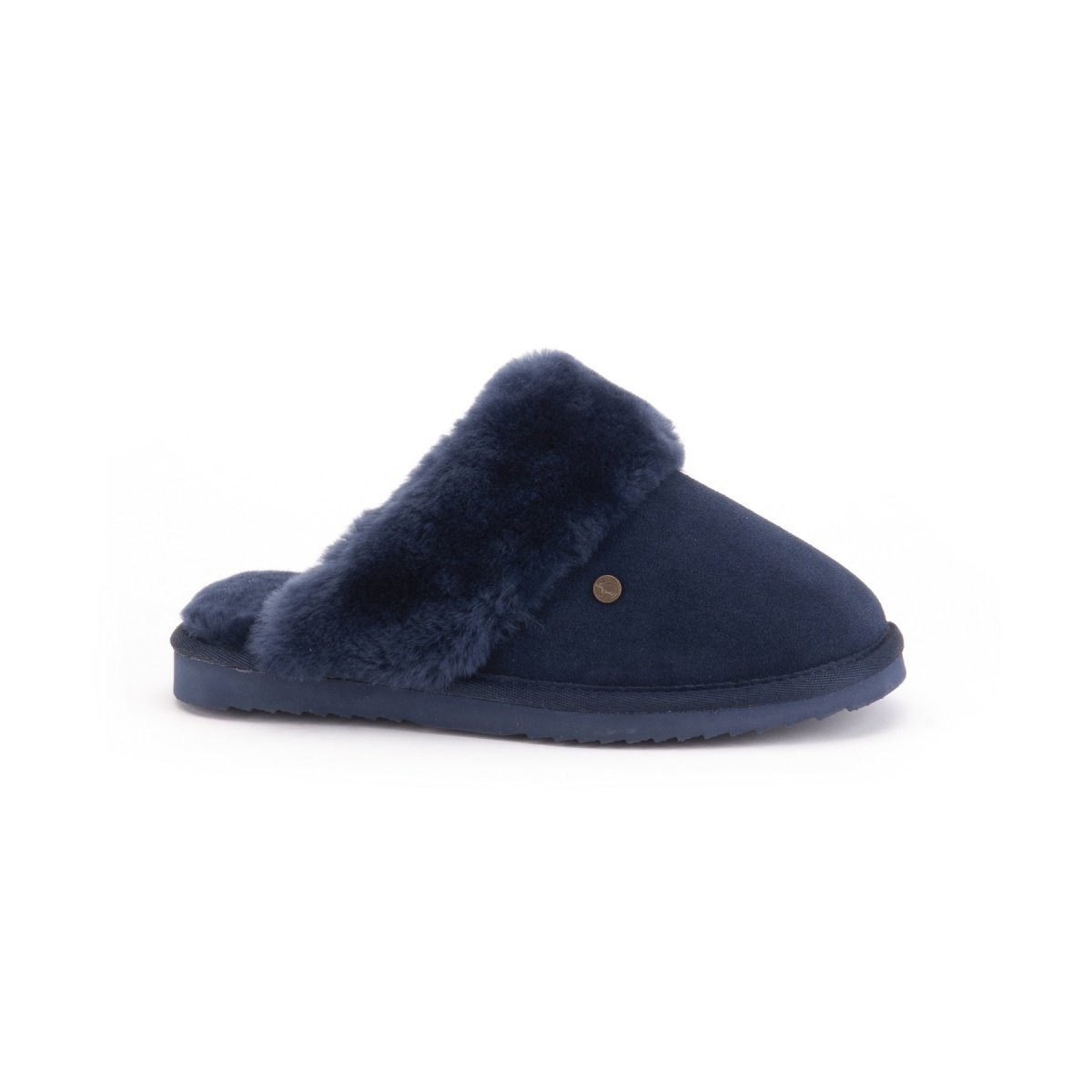 WARMBAT Pantoffel Flurry Suede mit Merino Schaffell navy Damen Hausschuh