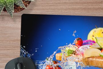 MuchoWow Gaming Mauspad Obst - Schneidebrett - Wasser (1-St), Mousepad mit Rutschfester Unterseite, Gaming, 40x40 cm, XXL, Großes