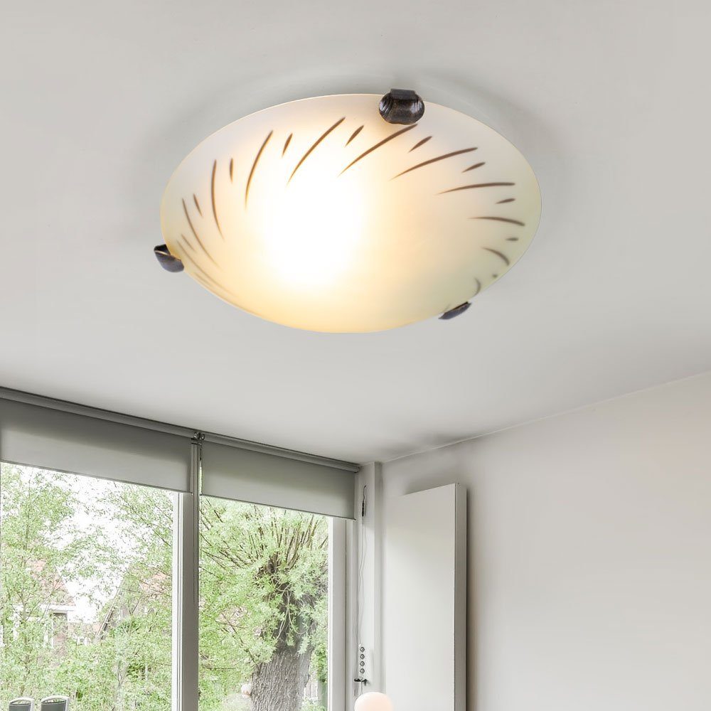 Strahler Leuchtmittel etc-shop LED inklusive, Decken Deckenleuchte, Zimmer im Glas Wohn Lampe Leuchte Muster Warmweiß, rund