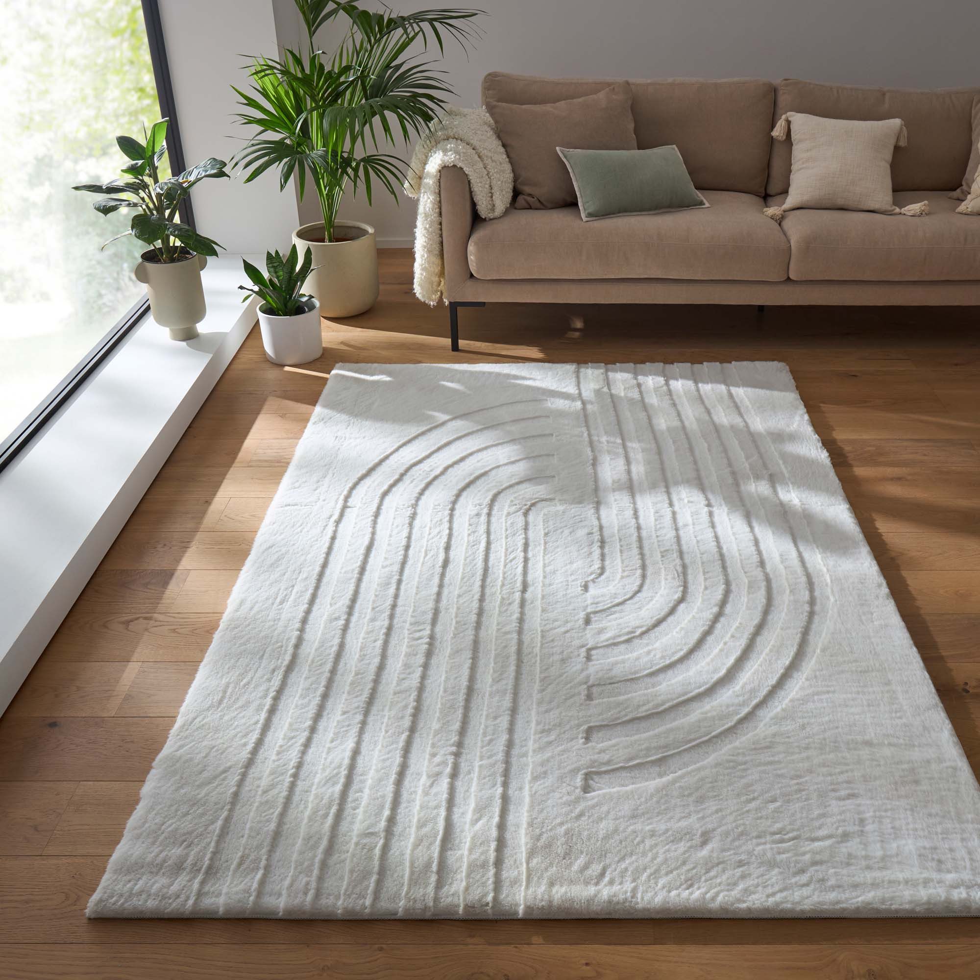 TaraCarpet Langflor-Teppich Tara Carpet Kodiak Twister Hasenfellteppich der Premiumklasse, rechteckig, Höhe: 25 mm, Wohnzimmer, Schlafzimmer, Esszimmer, Jugendzimmer creme 080x150