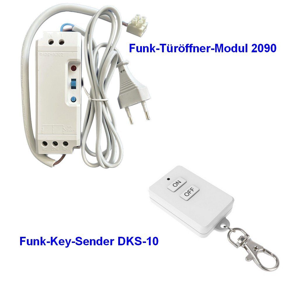 DIW-Funk Türöffner DIW-Funk Türöffner Modul DFTO-2090-K mit Key-Funk-Sender DKS-10, 230 V, Wechselstrom 230 V, Spar-Set, 2-tlg., Komplett-Set, kein weiteres Zubehör notwendig., Funkgesteuert