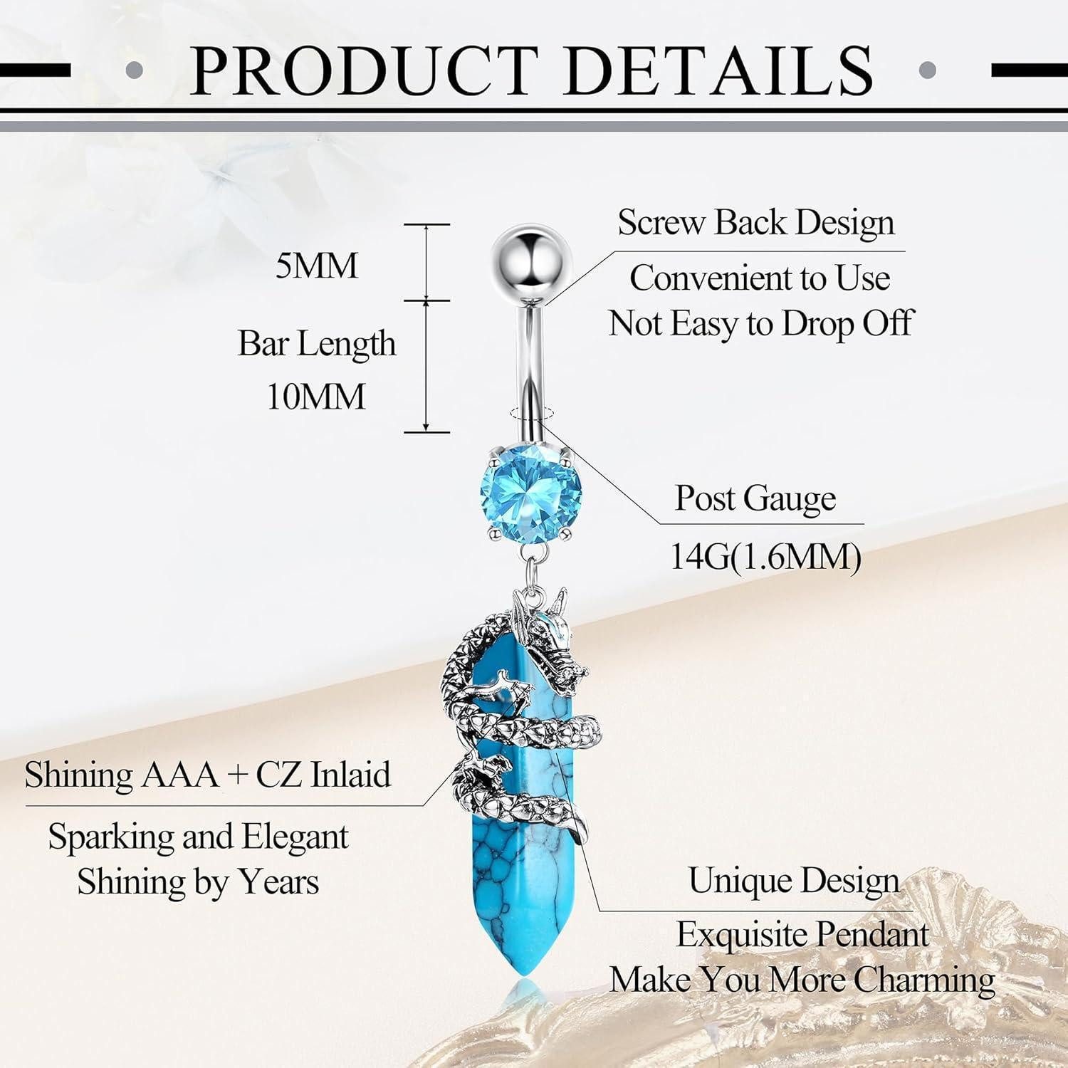 Adramata Bauchnabelpiercing-Set 10Pcs 14G Bauchnabelpiercing Chirurgenstahl Herz Schmetterling Strand