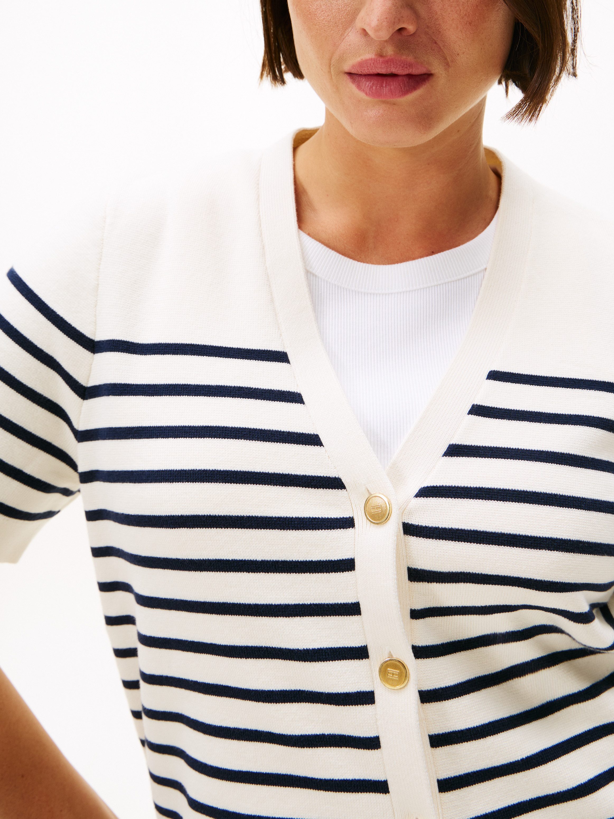 Tommy Hilfiger Curve Strickjacke CRV CO JRSY MID GG GOLD BTN CRDI in großen günstig online kaufen