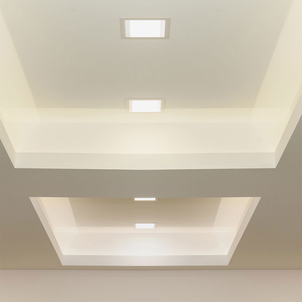 etc-shop LED verbaut, weiß Warmweiß, LED 5er Einbau Panel, Leuchten LED-Leuchtmittel Decken Alu fest Set Schlafzimmer Strahler