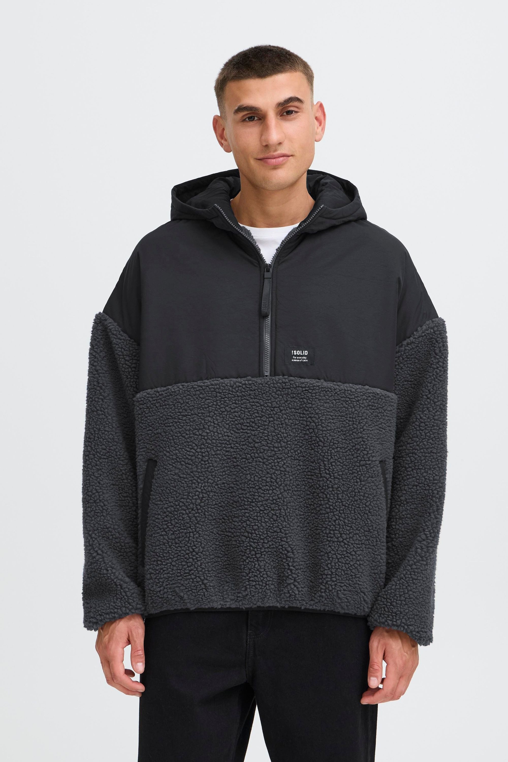 !Solid Kapuzenpullover SDMarco Kuscheliger Teddy Halfzip-Hoodie mit Eingrifftaschen