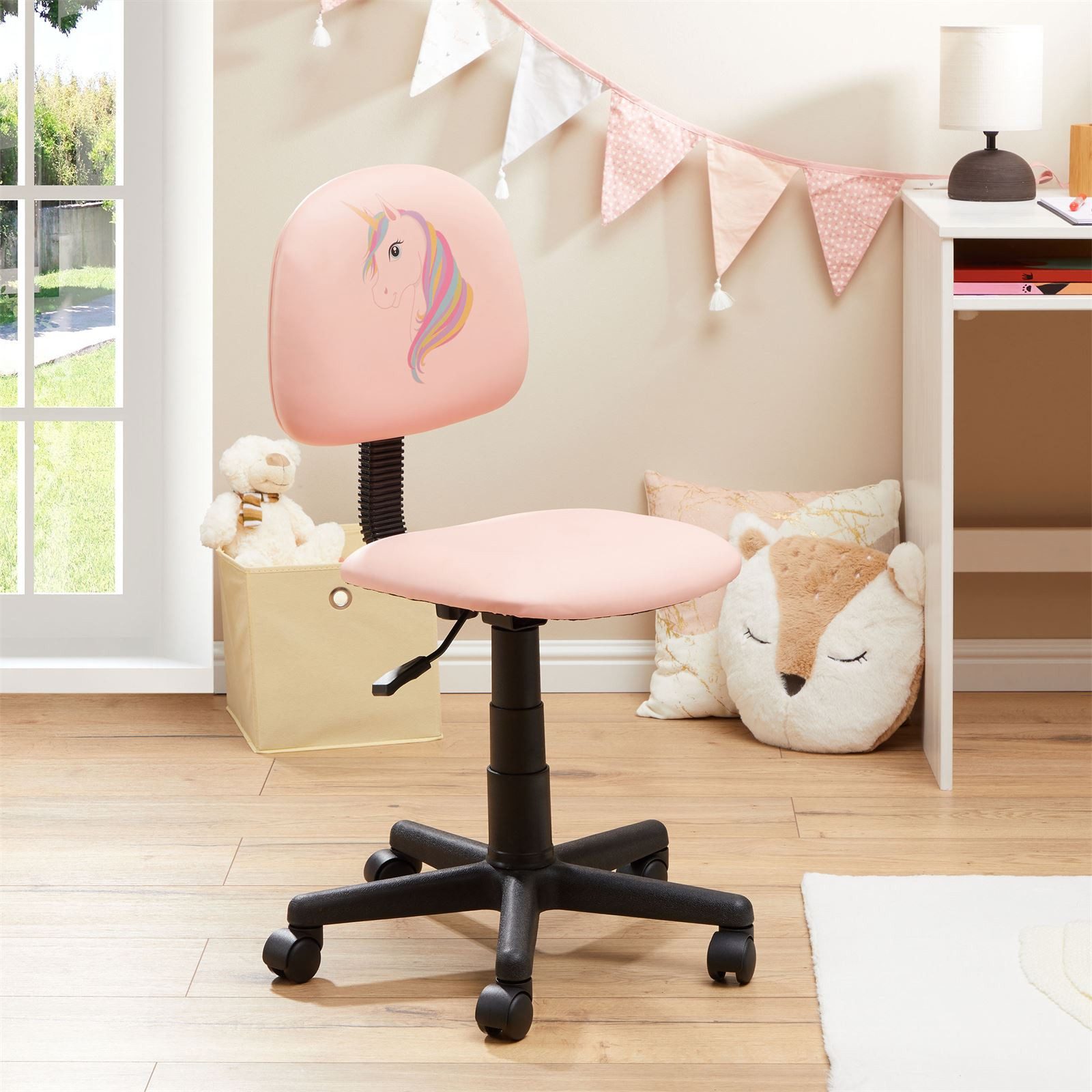 CARO-Möbel Drehstuhl UNICORN, Kinderdrehstuhl höhenverstellbar mit Kunstleder Bezug Drehstuhl Kinder