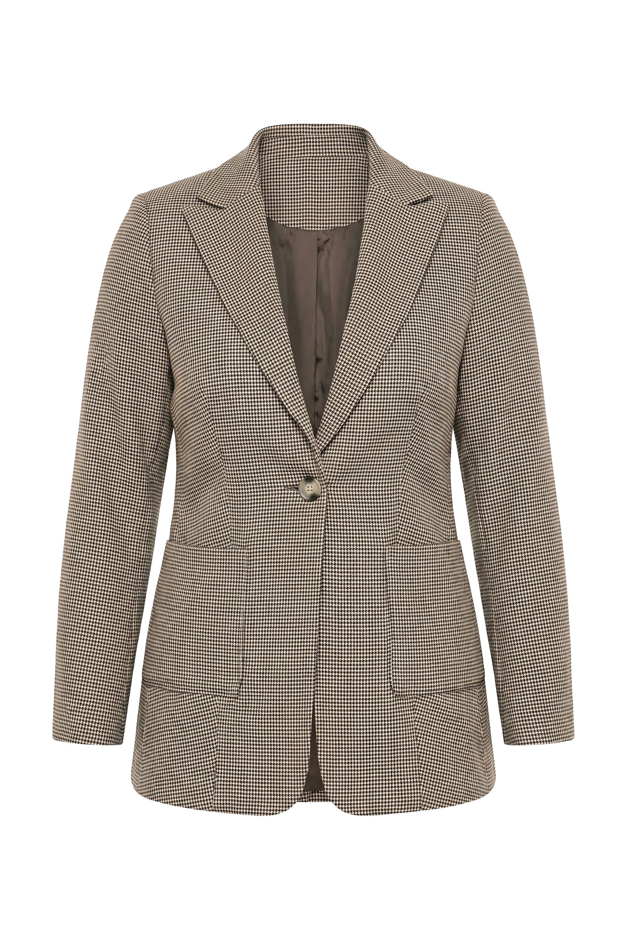 Ulla Popken Blusenblazer Blazer Hahnentritt-Muster Reverskragen Langarm – Bild 2 von 4