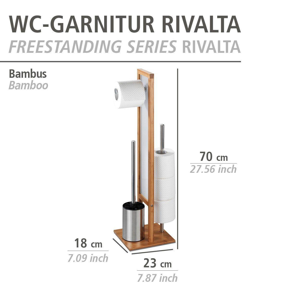 WENKO (1-tlg), Toilettenpapierhalter WC-Garnitur integrierter und Rivalta, WC-Bürstenhalter