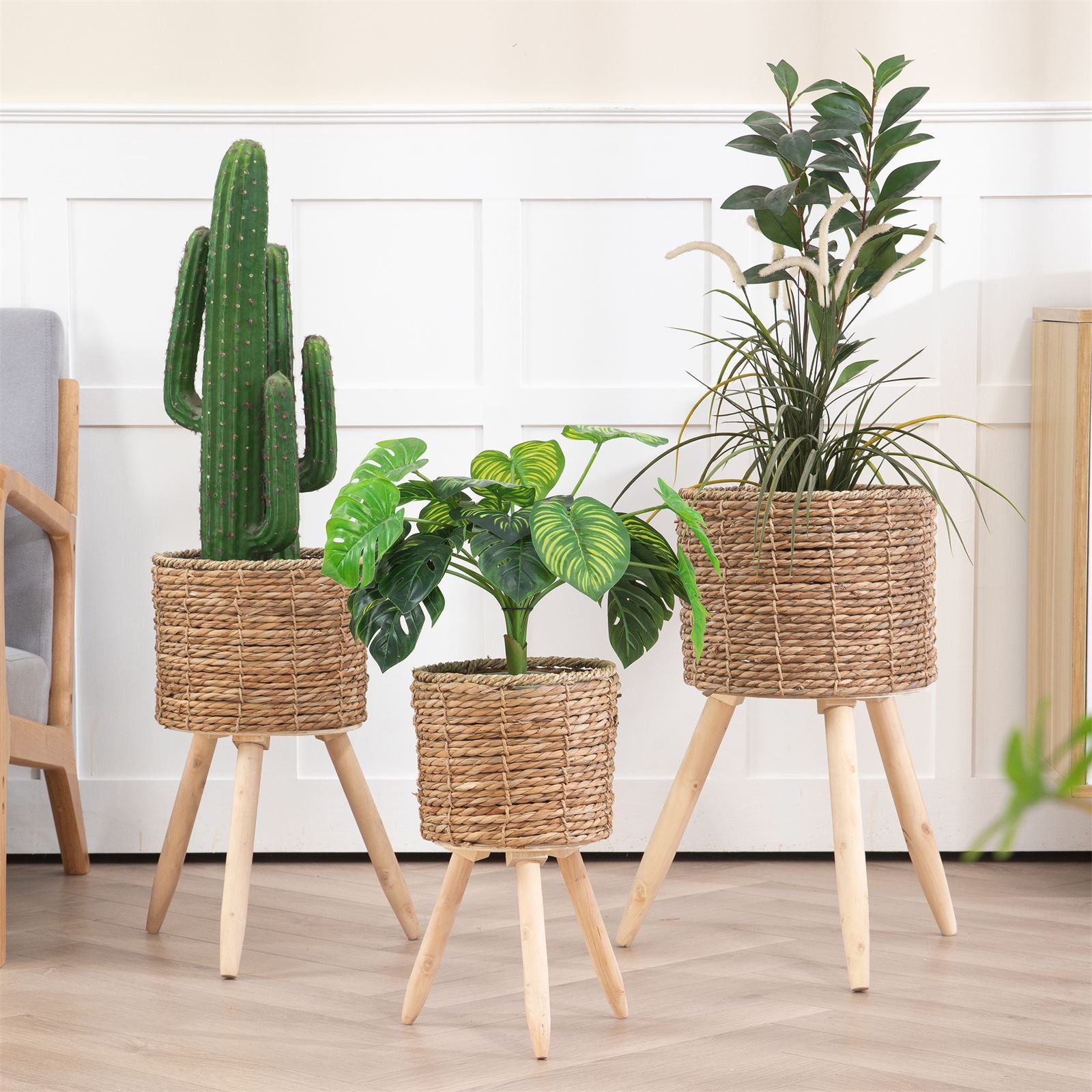 IDIMEX Übertopf TONGA (Set), Pflanzkorb 3er Set blumentopf auf beinen seegr günstig online kaufen