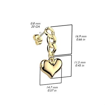 BUNGSA Ohrstecker-Set Ohrstecker mit Kettengliedern und Herz verschiedene Varianten aus (1 Paar (2 Stück), 2-tlg), Ohrschmuck Ohrringe