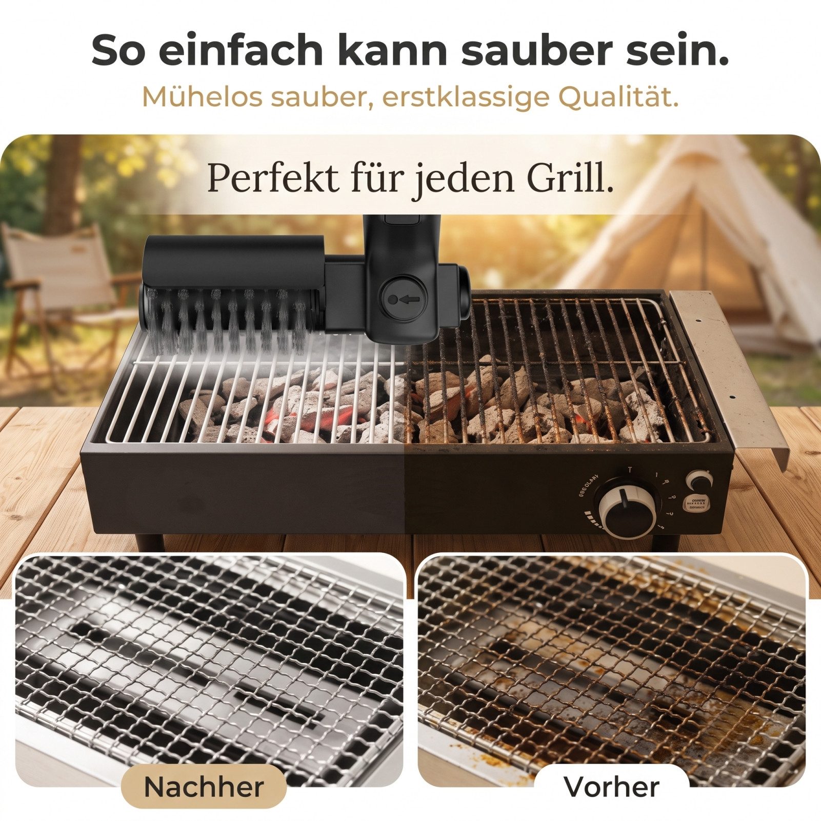 Solarandmore Grillbürste abnehmbar und waschbar,kraftvolle Fleckenentfernung,Reinigungsbürste, Grill, (set), elektrisch,entfernt Brandflecken,keine manuelle Rei – Bild 4 von 5