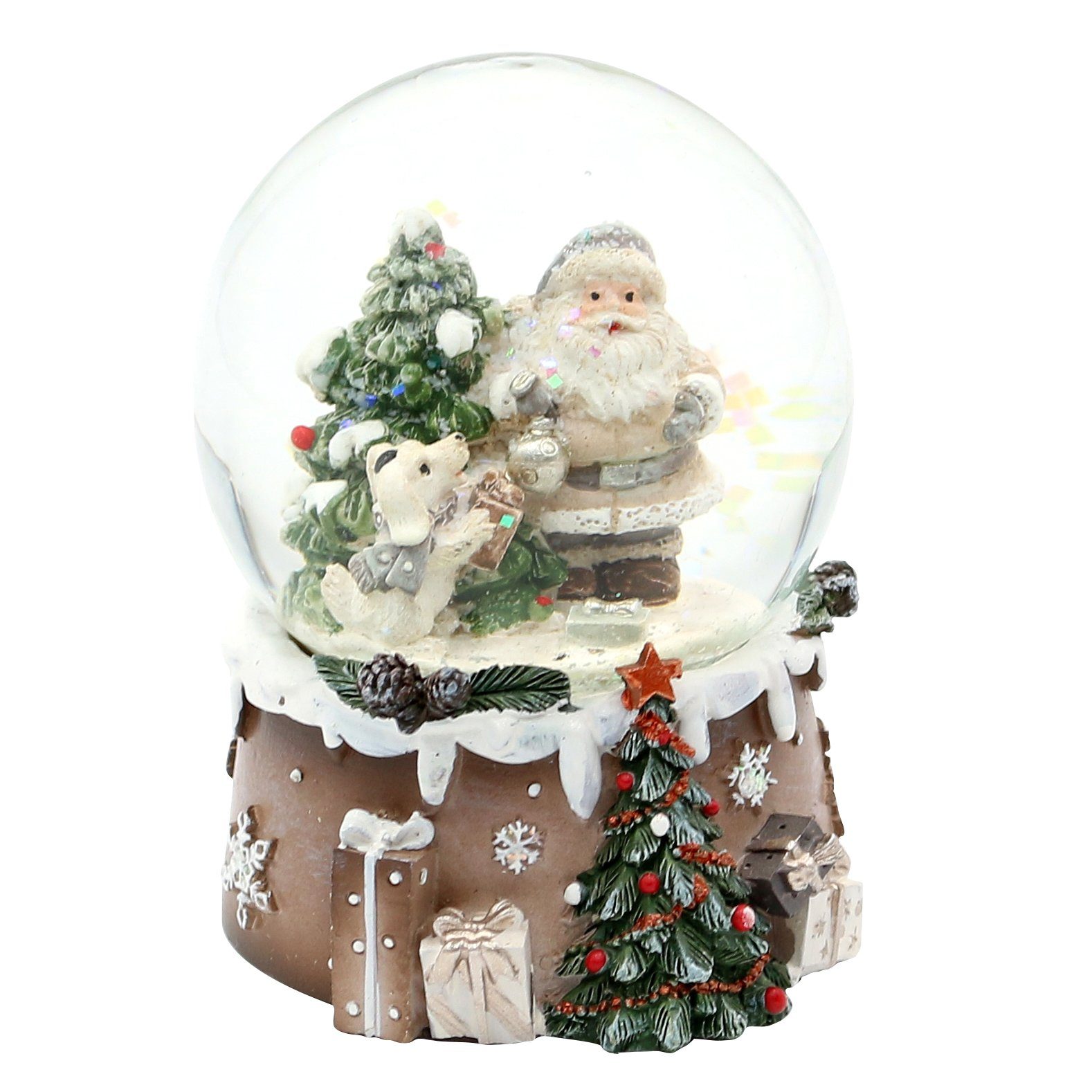 x 7 Santa, (1 Maße 6,5 cm. weiß Dekohelden24 Schneekugel Kugel: H/B/Ø Ø ca. cm/ Schneekugel, 8,5 St)