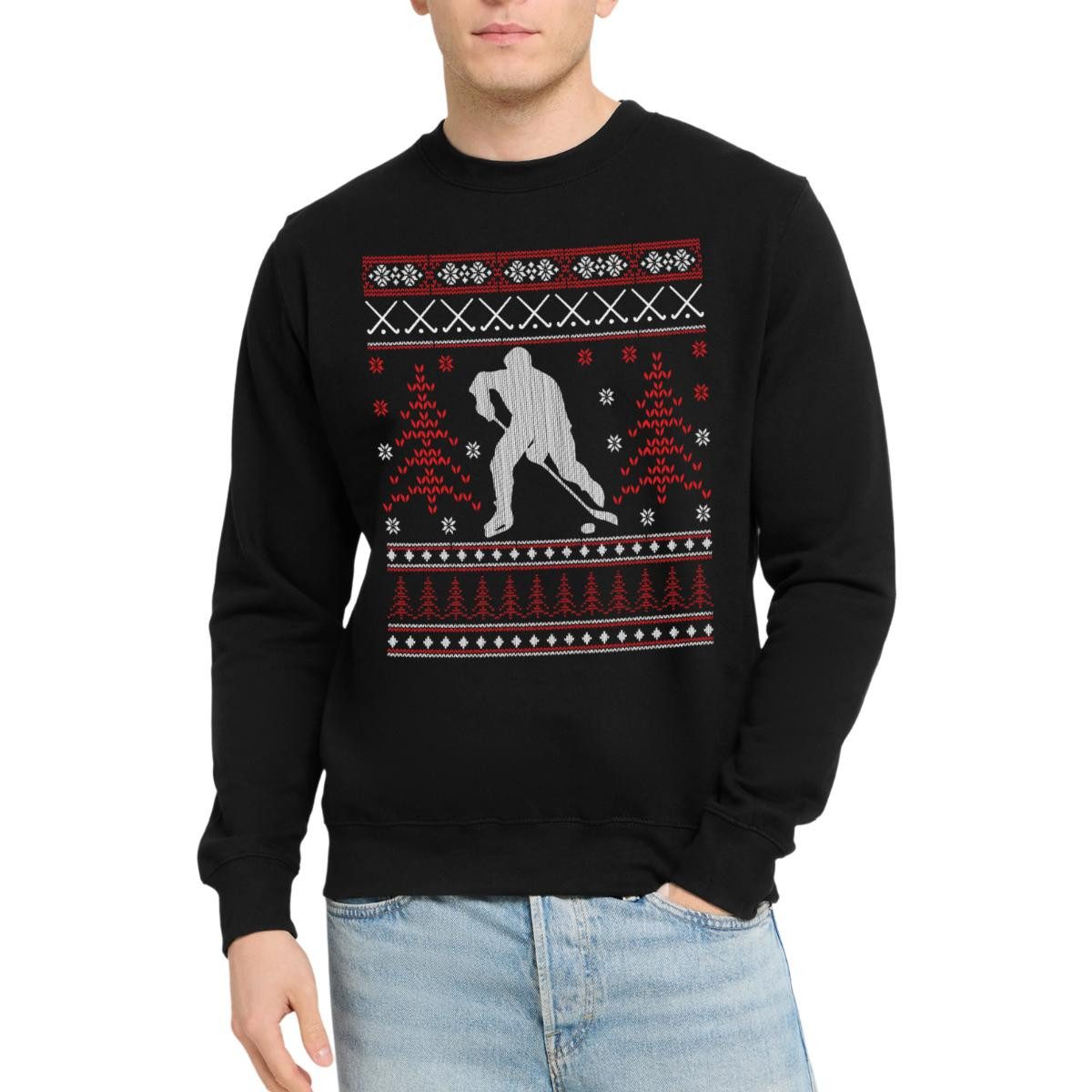 Spreadshirt Sweatshirt Eishockey Ugly Christmas Sweater Weihnachten Unisex Pullover (1-tlg)