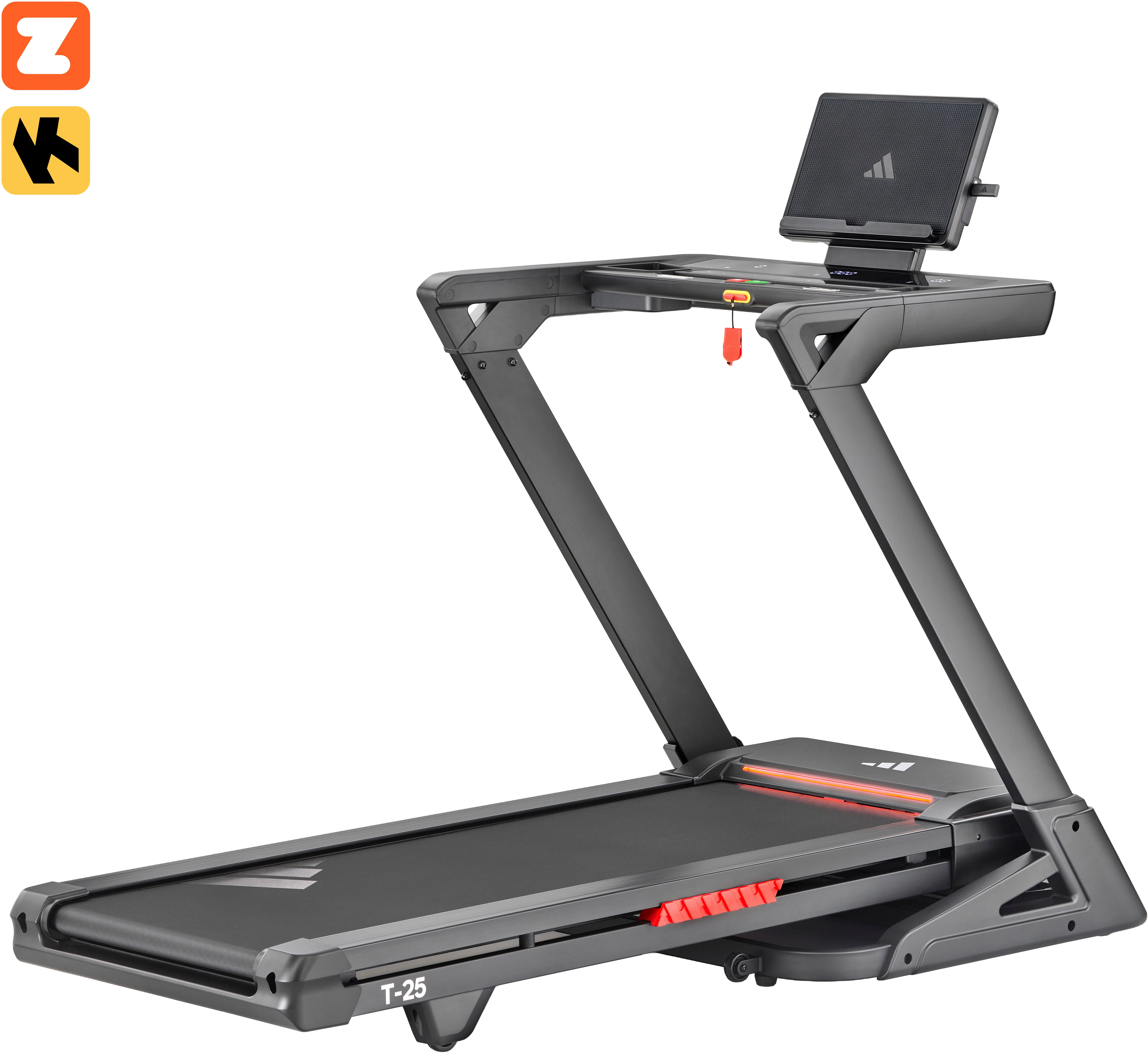 adidas Performance Laufband Adidas T-25 Treadmill (Kompatibel mit Kinomap & Zwift, Ultra Series Cushioning, Soft-Drop), bis max. 19 km/h, mit Steigung, 135kg max. Benutzergewicht