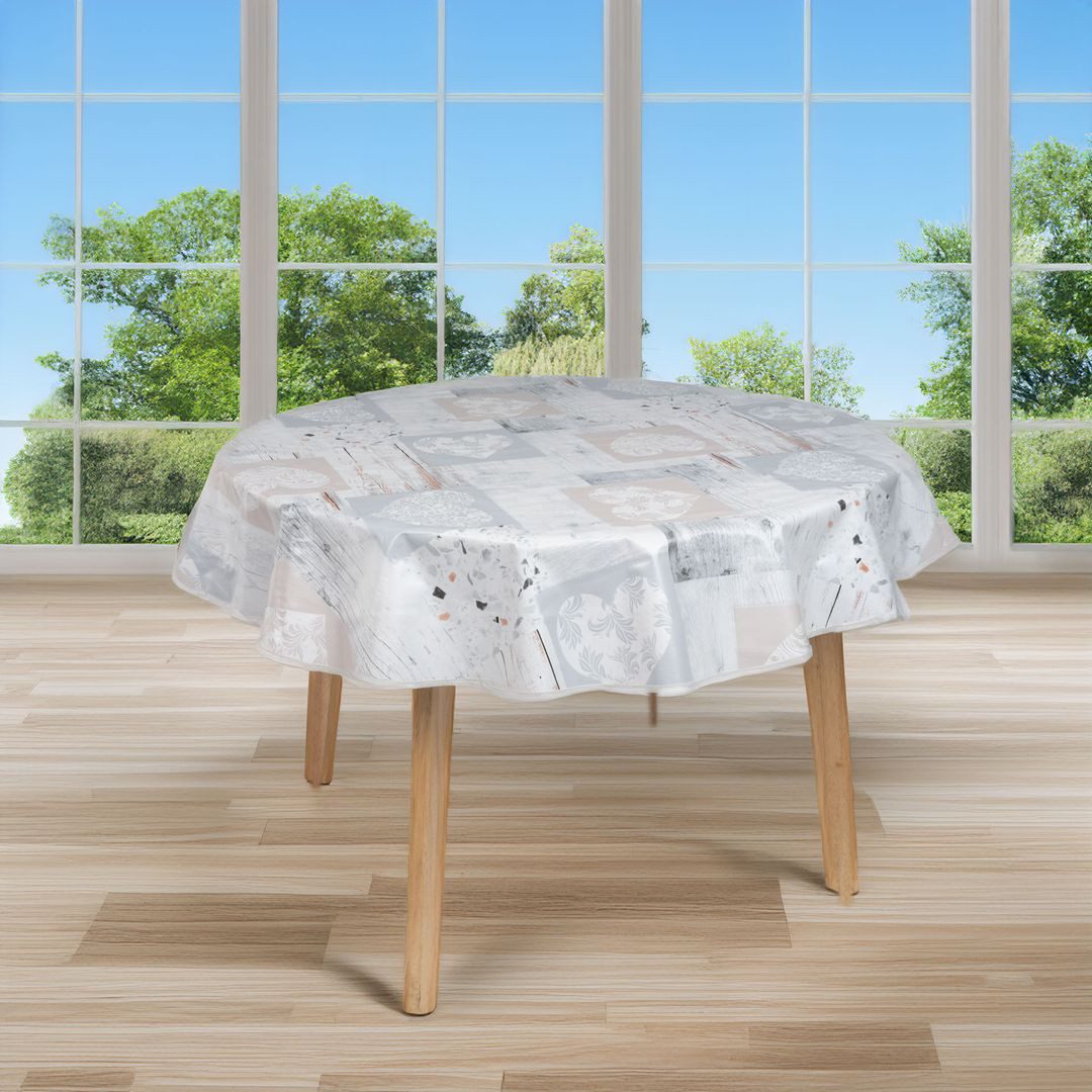 laro Tischdecke 140cm runde Wachstuchtischdecke mit Saum-Eingefasst Naturhe günstig online kaufen