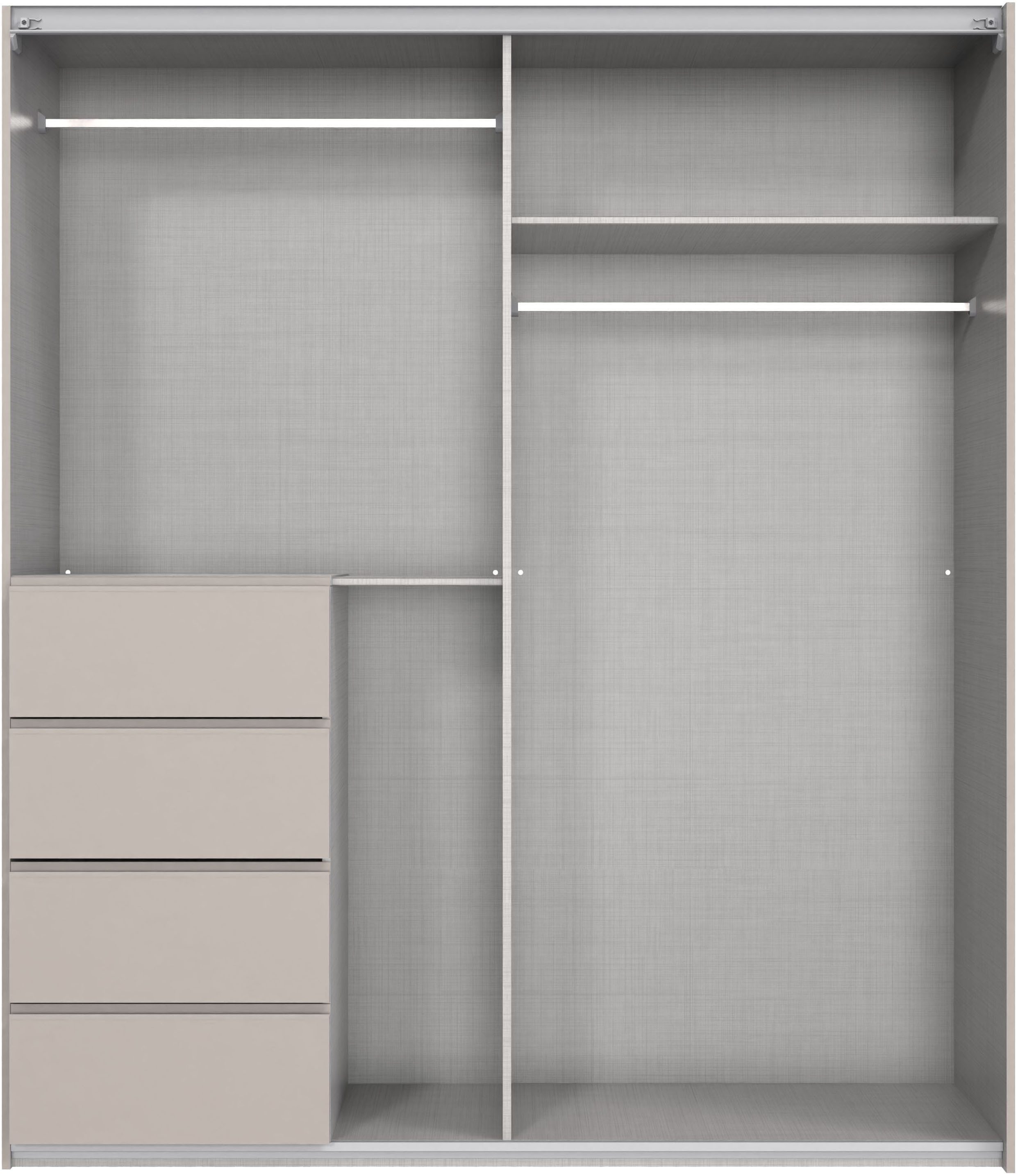 Wimex Schwebetürenschrank Bali in den Breiten 180cm, 225cm & 270cm, Schrank mit Glaselement Kleiderschrank erhältlich in den Farben; grafit und saharagrau