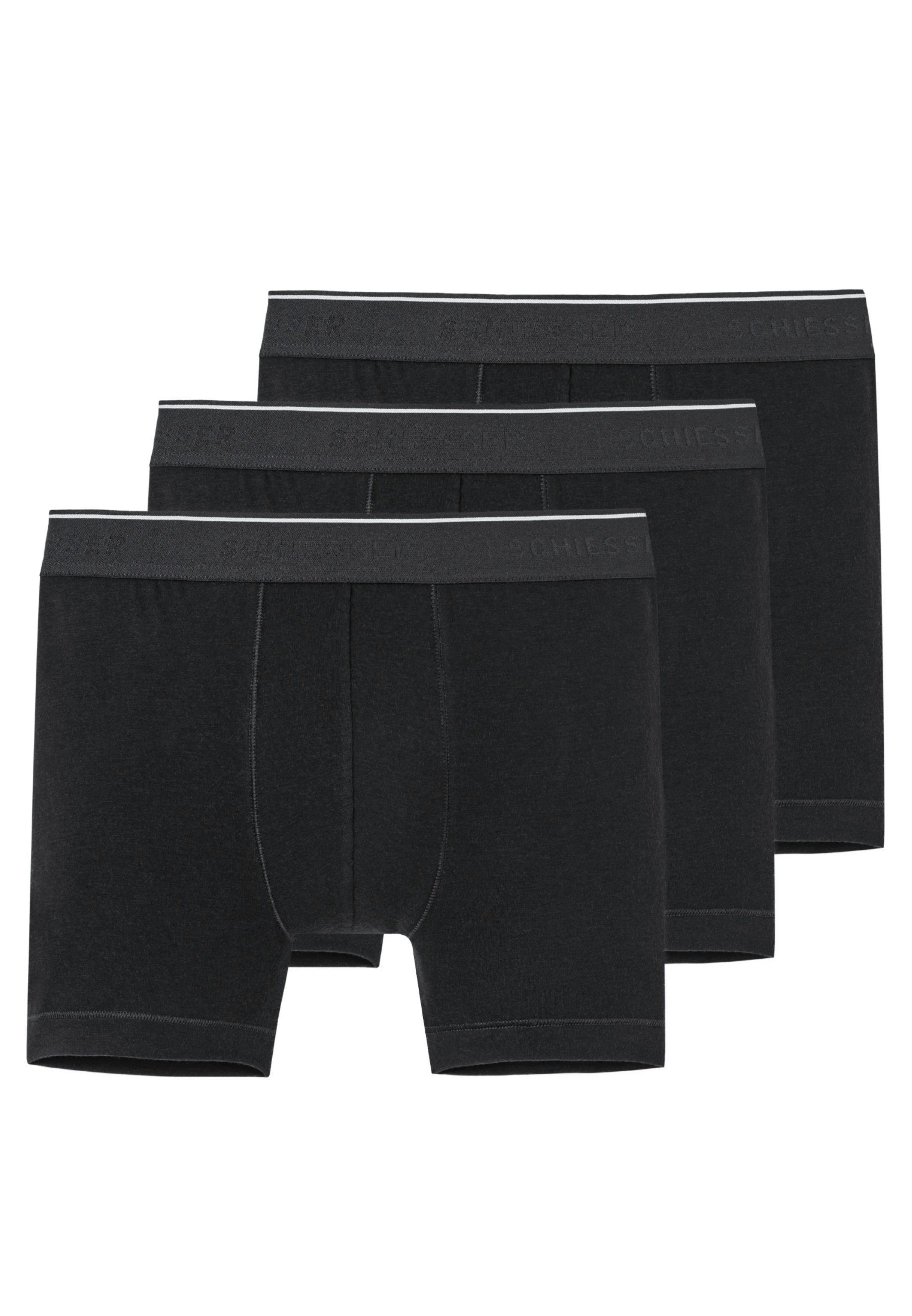 Schiesser Retro Boxer Ohne Pack 3-St) Retro Herren Eingriff Personal - (Spar-Set, Schwarz Körpernahe 3er / Fit Short Pant Shorts - für