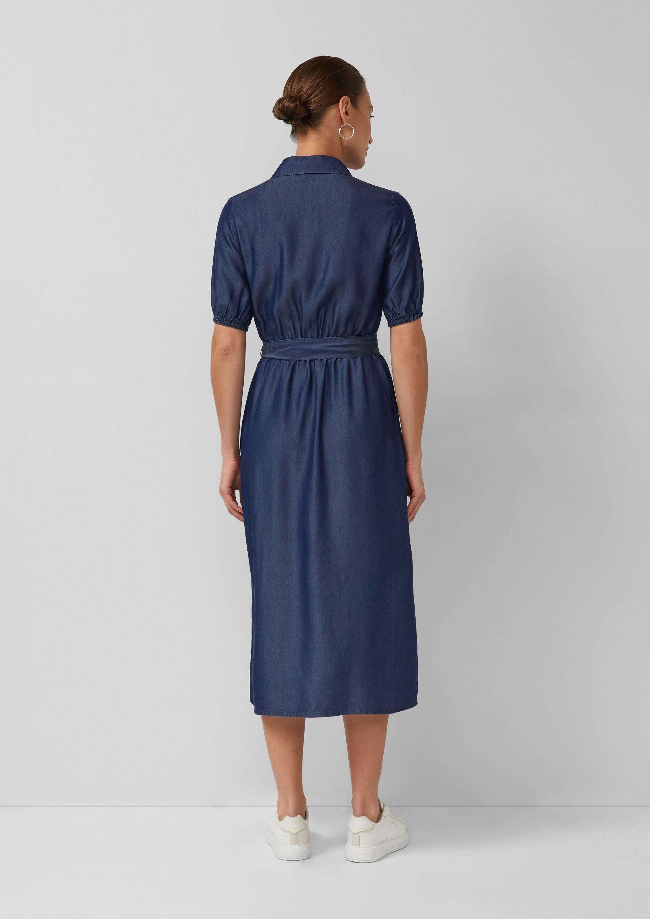 s.Oliver Midikleid Kleid Midi-Hemdblusenkleid aus Lyocell mit Bindegürtel