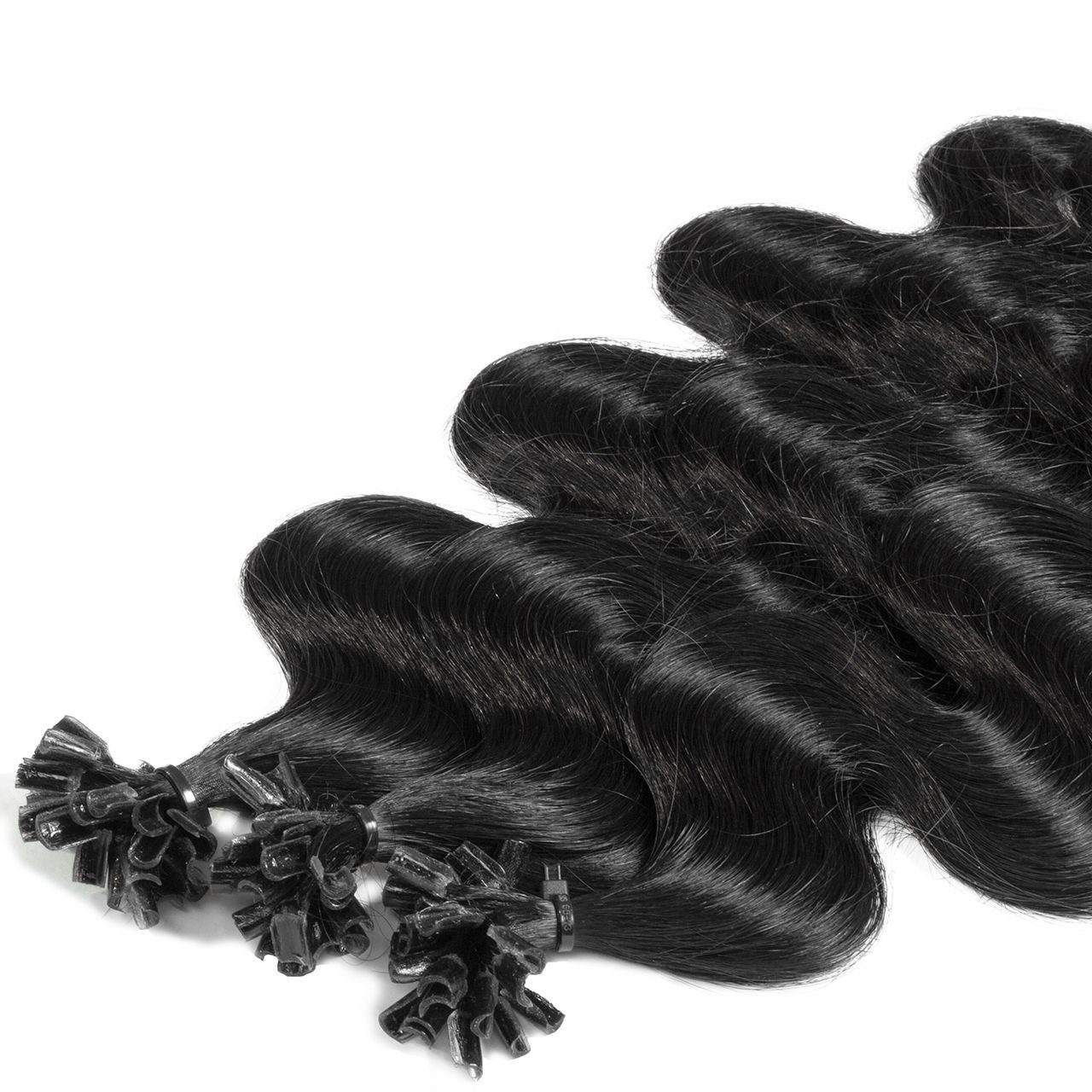 Bondings gewellt 40cm Echthaar-Extension Premium Mittelbraun hair2heart #4/0