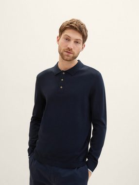 TOM TAILOR Strickpullover Langarm Poloshirt mit LENZING(TM) ECOVERO(TM)