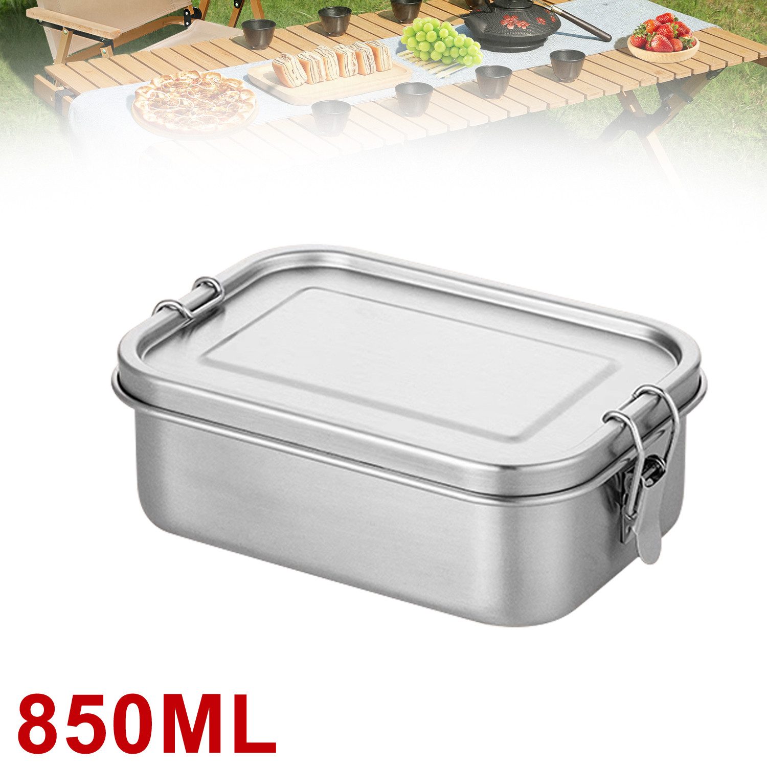 OSTWOLKE Lunchbox 850ml/1400ml Brotdose Edelstahl Auslaufsicher BPA frei mit Fächern, (1-tlg), für Erwachsene & Kinder