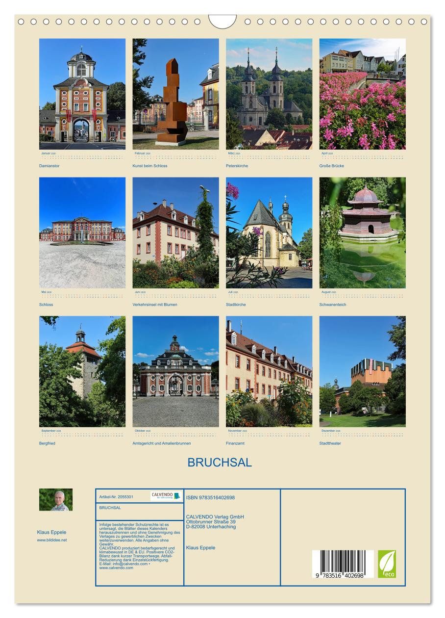 Thumbnail - CALVENDO Wandkalender BRUCHSAL (Wandkalender 2026 DIN A3 hoch), CALVENDO Monatskalender