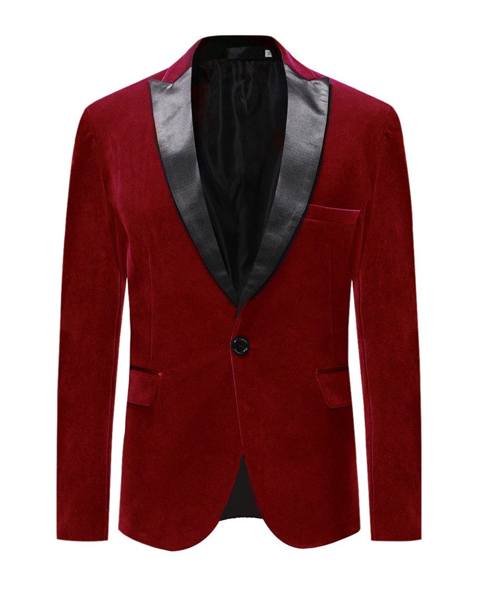 Allthemen Smokingsakko Herren Sakko in Samt Optik Smokingjacke Slim Fit