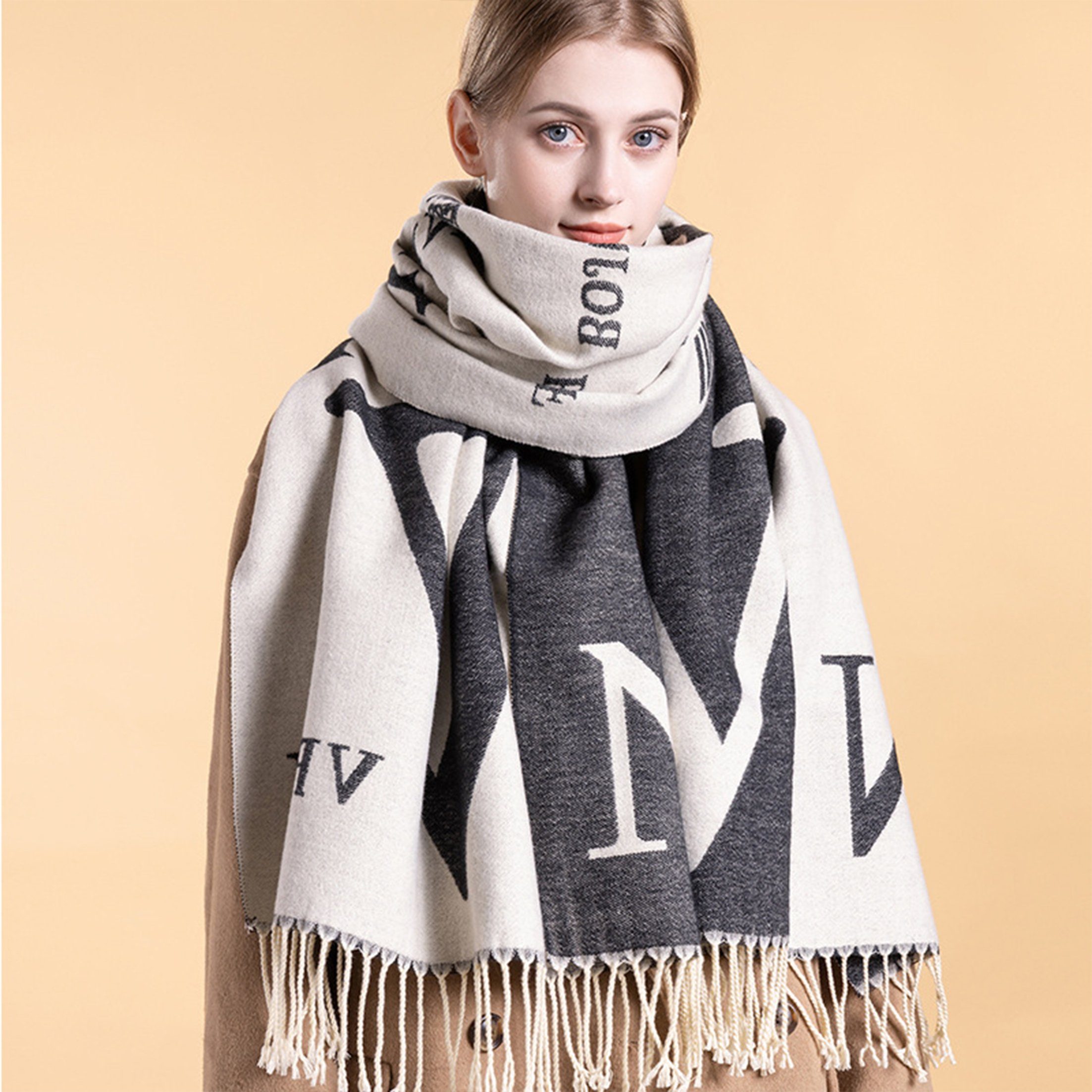 Viellan Modeschal Kaschmir-Kunstfaser-Schal,Schal verdicken für Damen,190cm