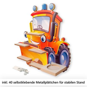 Kreative Feder Kinderregal MUSIKBOX-REGAL Fröhlicher Bagger, für TONIE-BOX und TONIES inkl. 40 Metallplättchen