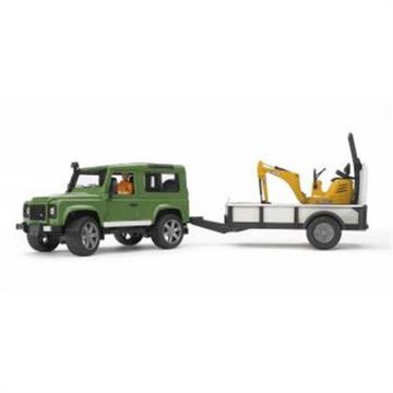 Bruder® Spielzeug-Auto 02593 Land Rover Defender mit Einachsanhänger, JCB Mikrobagger 8010 CTS und Bauarbeiter 1:16