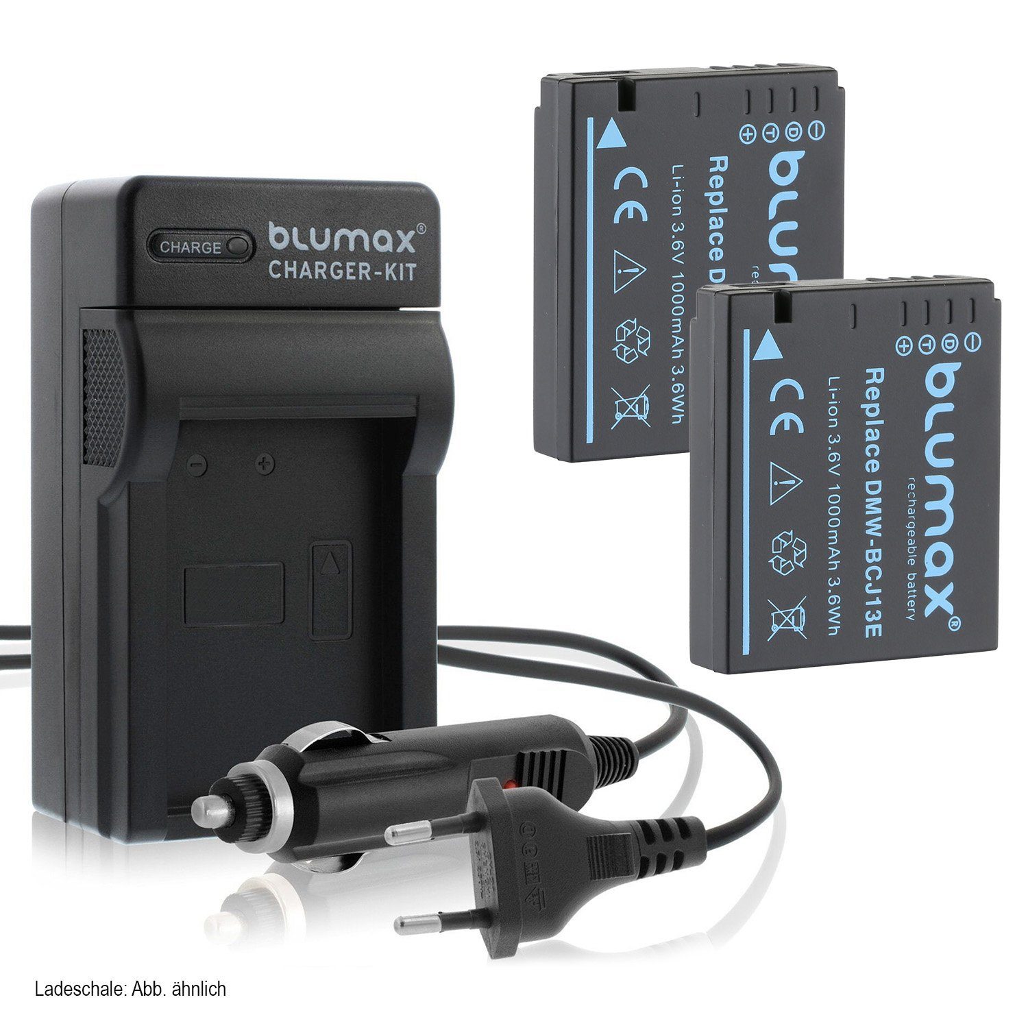Blumax Set mit Lader für Panasonic DMW-BCJ13 1000 mAh Kamera-Akku