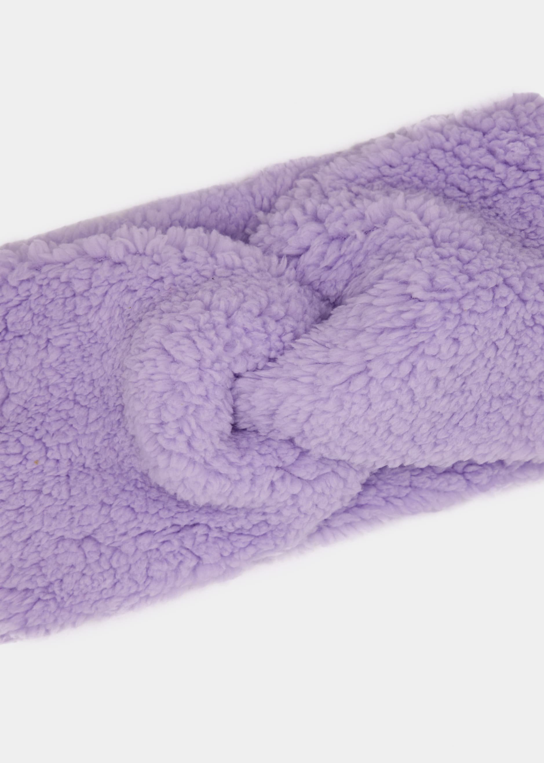 SASSYCLASSY Stirnband Weiches Stirnband Damen in Teddy Textil Winter Warmes Kopfband aus flauschigem Strickmaterial Schwarz Weiß Lilla