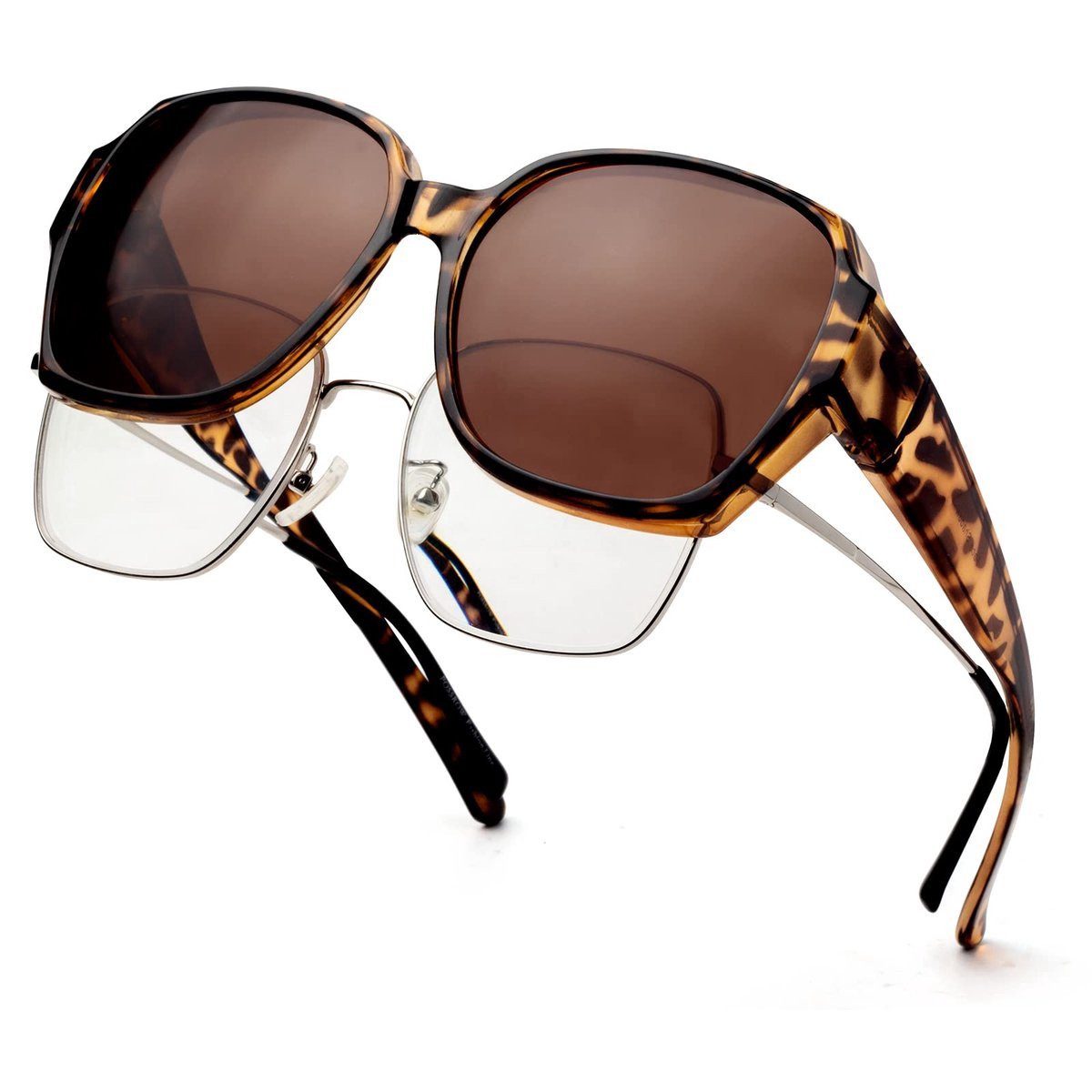Kraftverdia Sonnenbrille Überbrille Sonnenbrille – Gepolarisiert, UV400, inkl. Etui & Tuch