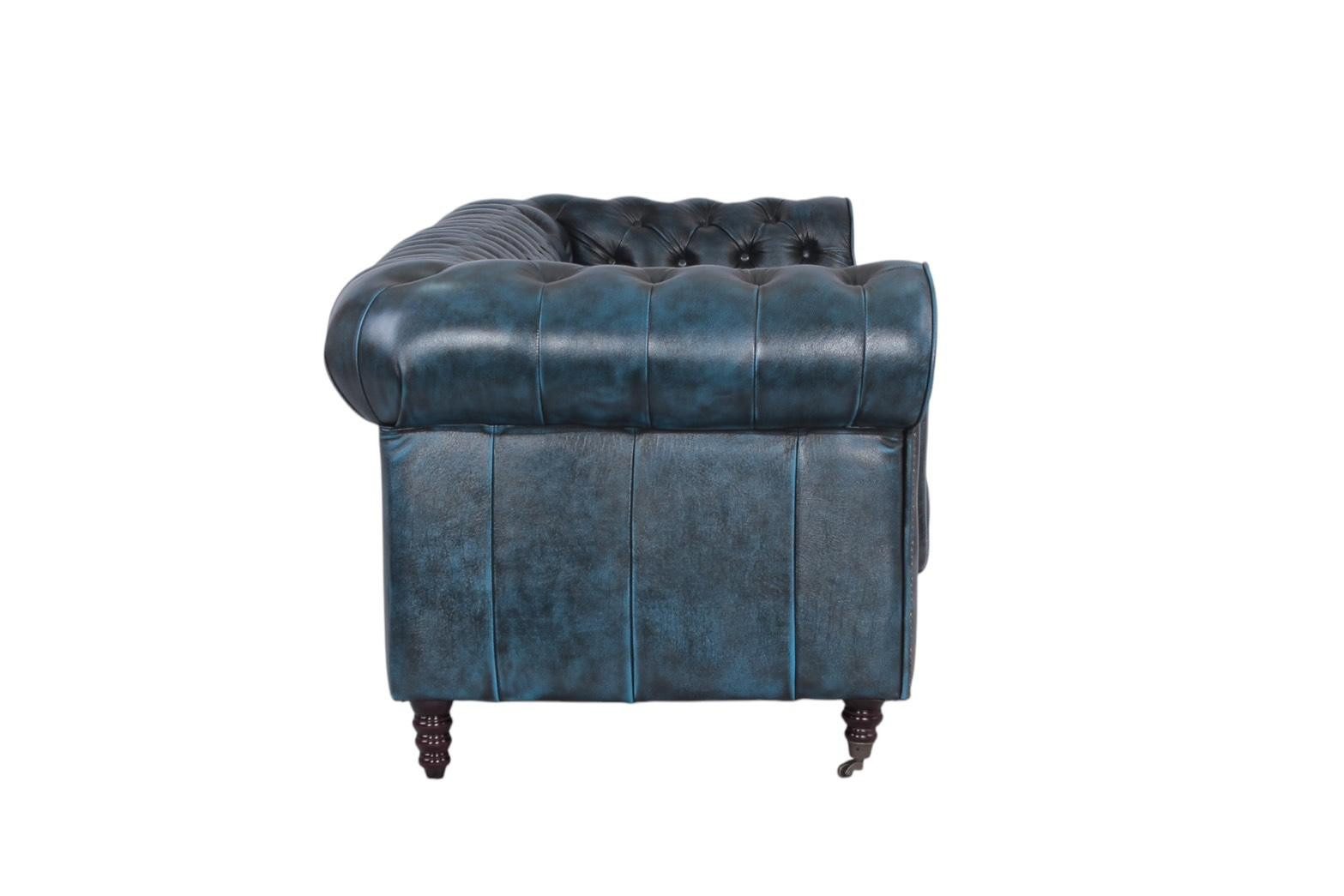 Salottini Chesterfield-Sofa Premium Sofa Chesterfield 2-Sitzer Couch Waterloo Vollleder, 1 Teile, Handarbeit