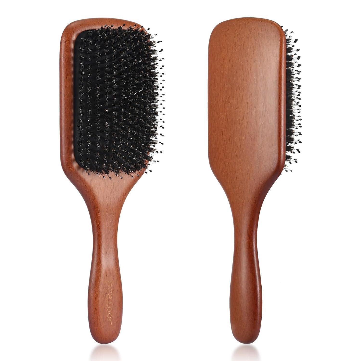 LuxusKollektion Paddelbürste Wildschweinborsten Nylonstiften Große Paddle Haarbürste