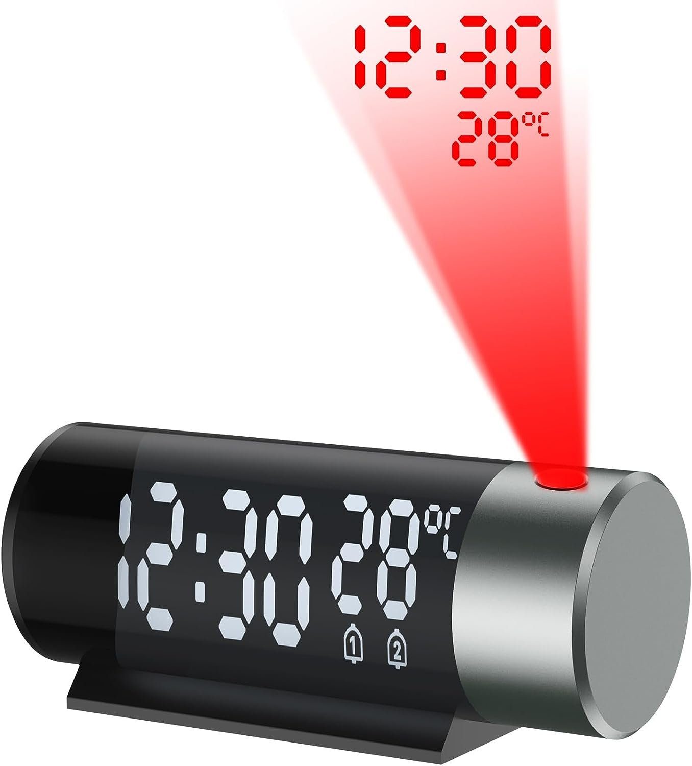 BlingBin Digitaluhr LED Wecker Alarmwecker mit Projektion Temperatur USB Tischuhr, (Packung, 1-tlg)