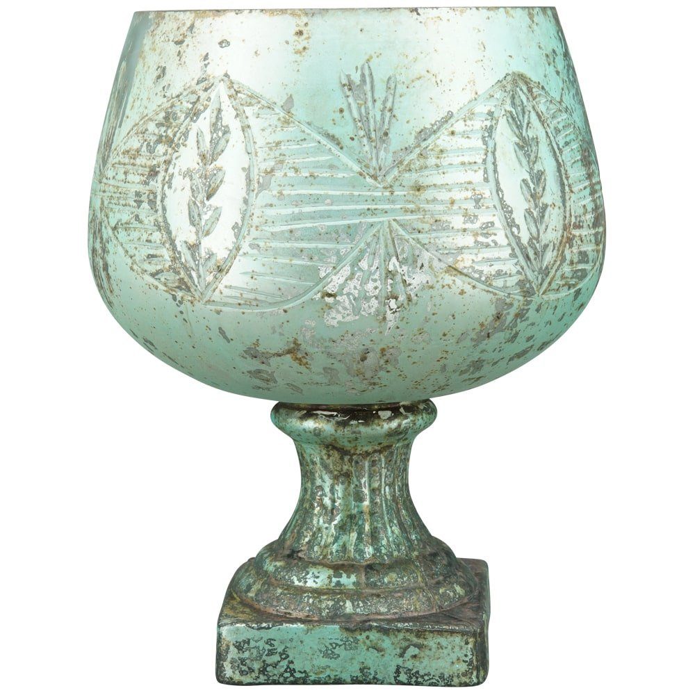 HOBBY Teelichtglas 16,5 Windlicht Pokalform HOME Kerzenständer & cm grün matches21